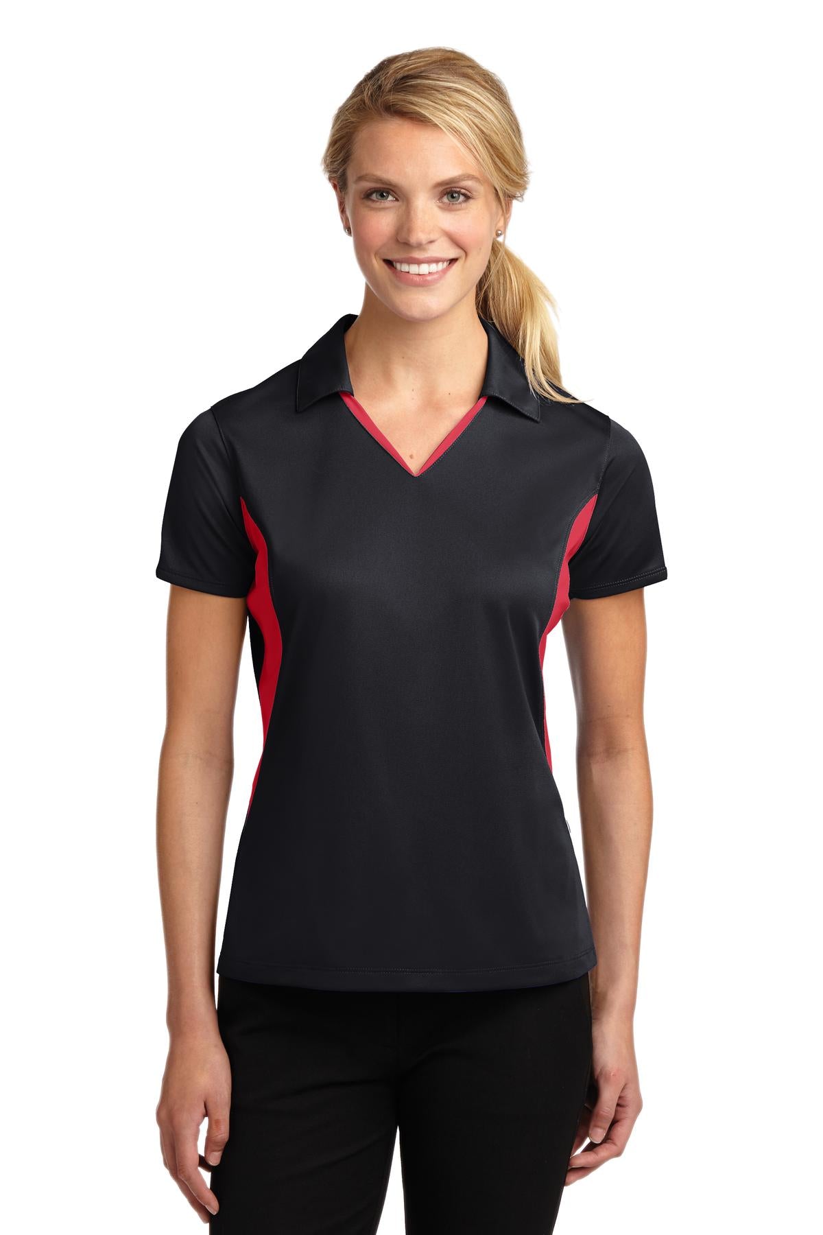 Custom Embroidered - Sport-Tek© Women's Side Blocked Micropique Sport-Wick© Polo. LST655