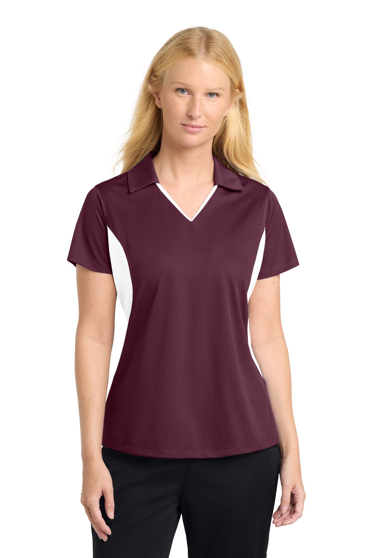 Custom Embroidery or DTF Print - Sport-Tek ® Women's Side Blocked Micropique Sport-Wick ® Polo. LST655
