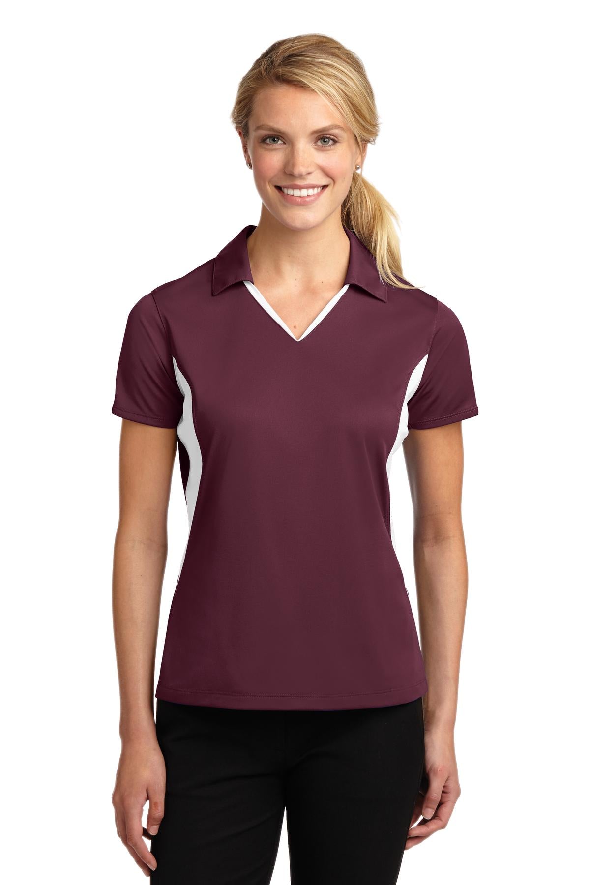 Custom Embroidered - Sport-Tek© Women's Side Blocked Micropique Sport-Wick© Polo. LST655