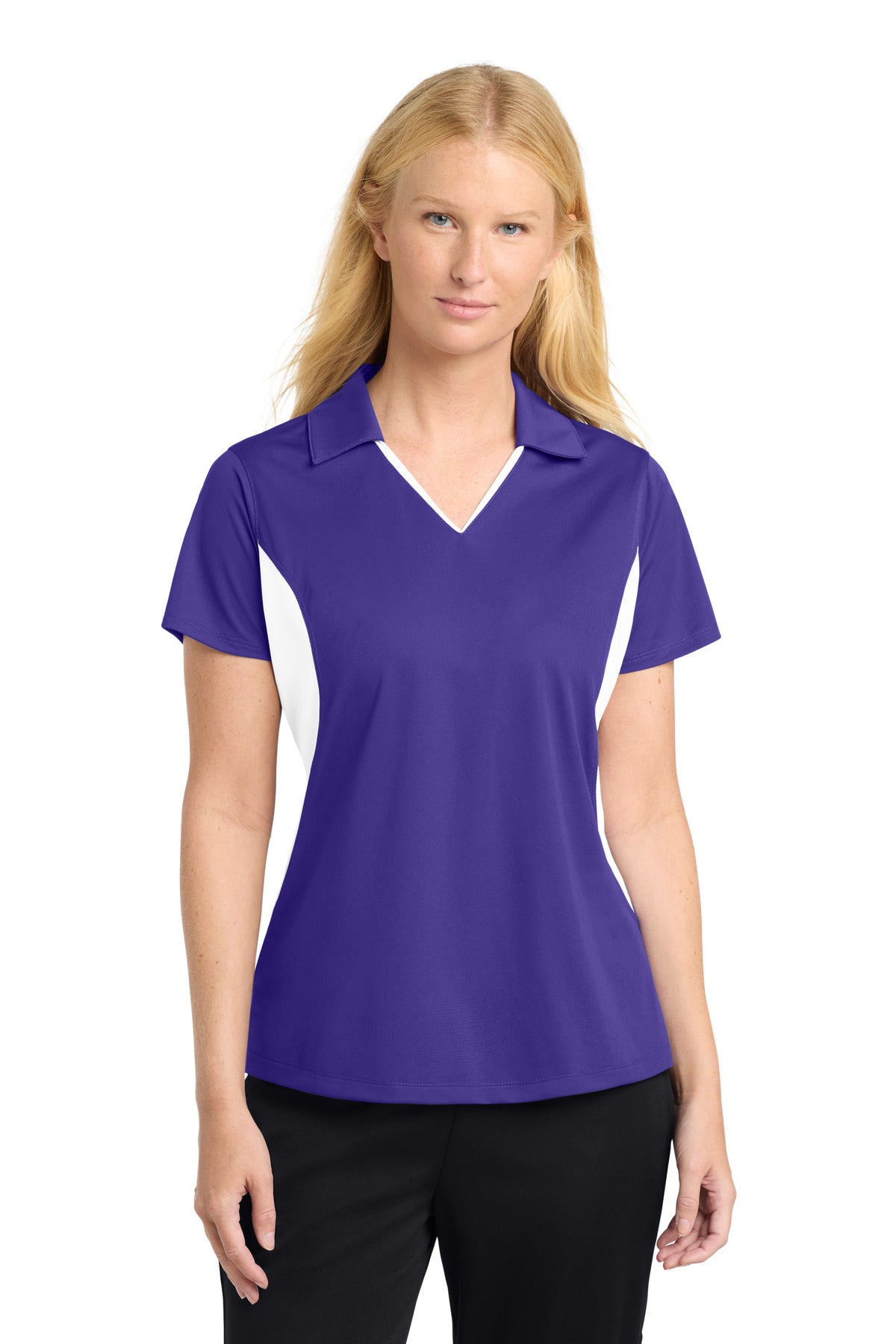 Custom Embroidery or DTF Print - Sport-Tek ® Women's Side Blocked Micropique Sport-Wick ® Polo. LST655