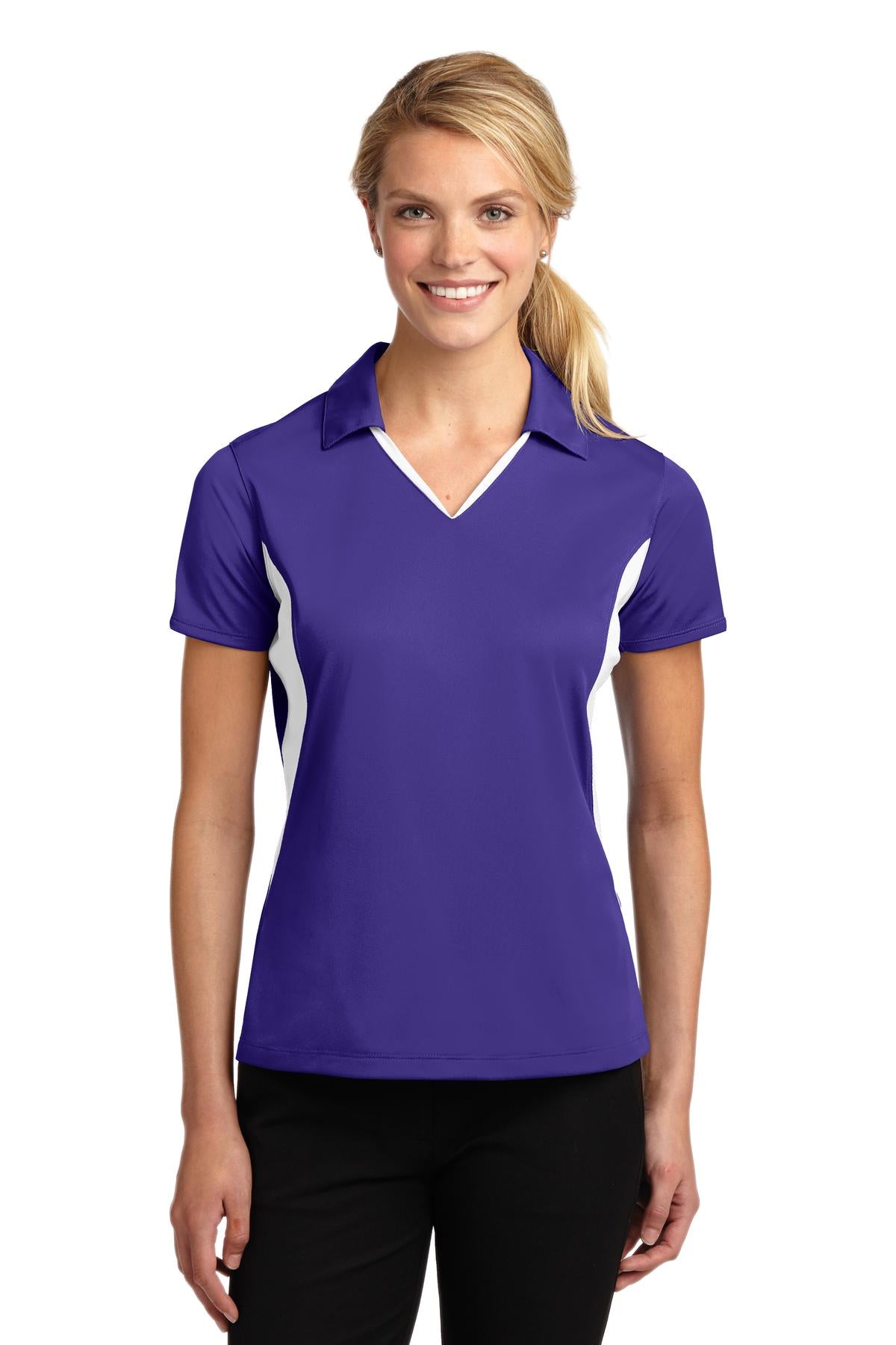 Custom Embroidered - Sport-Tek© Women's Side Blocked Micropique Sport-Wick© Polo. LST655