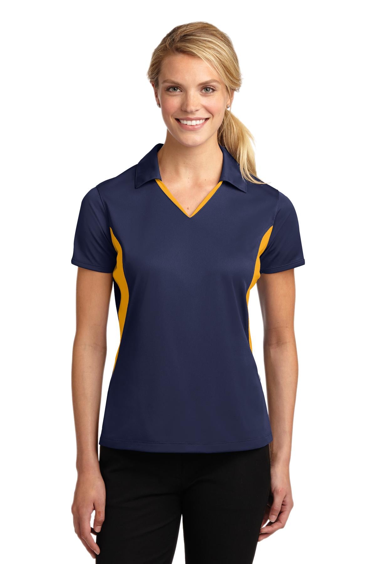Custom Embroidered - Sport-Tek© Women's Side Blocked Micropique Sport-Wick© Polo. LST655