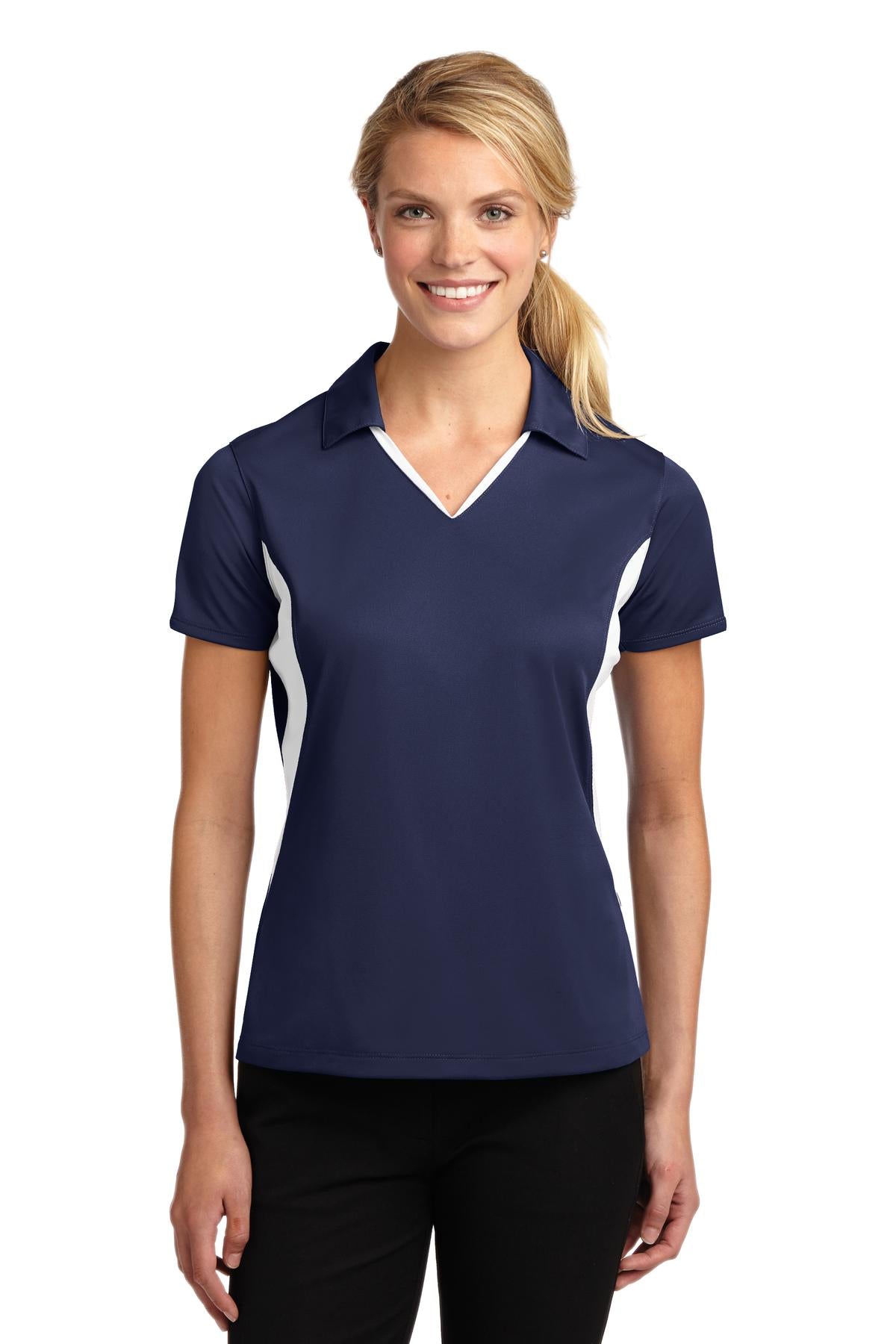 Custom Embroidered - Sport-Tek© Women's Side Blocked Micropique Sport-Wick© Polo. LST655