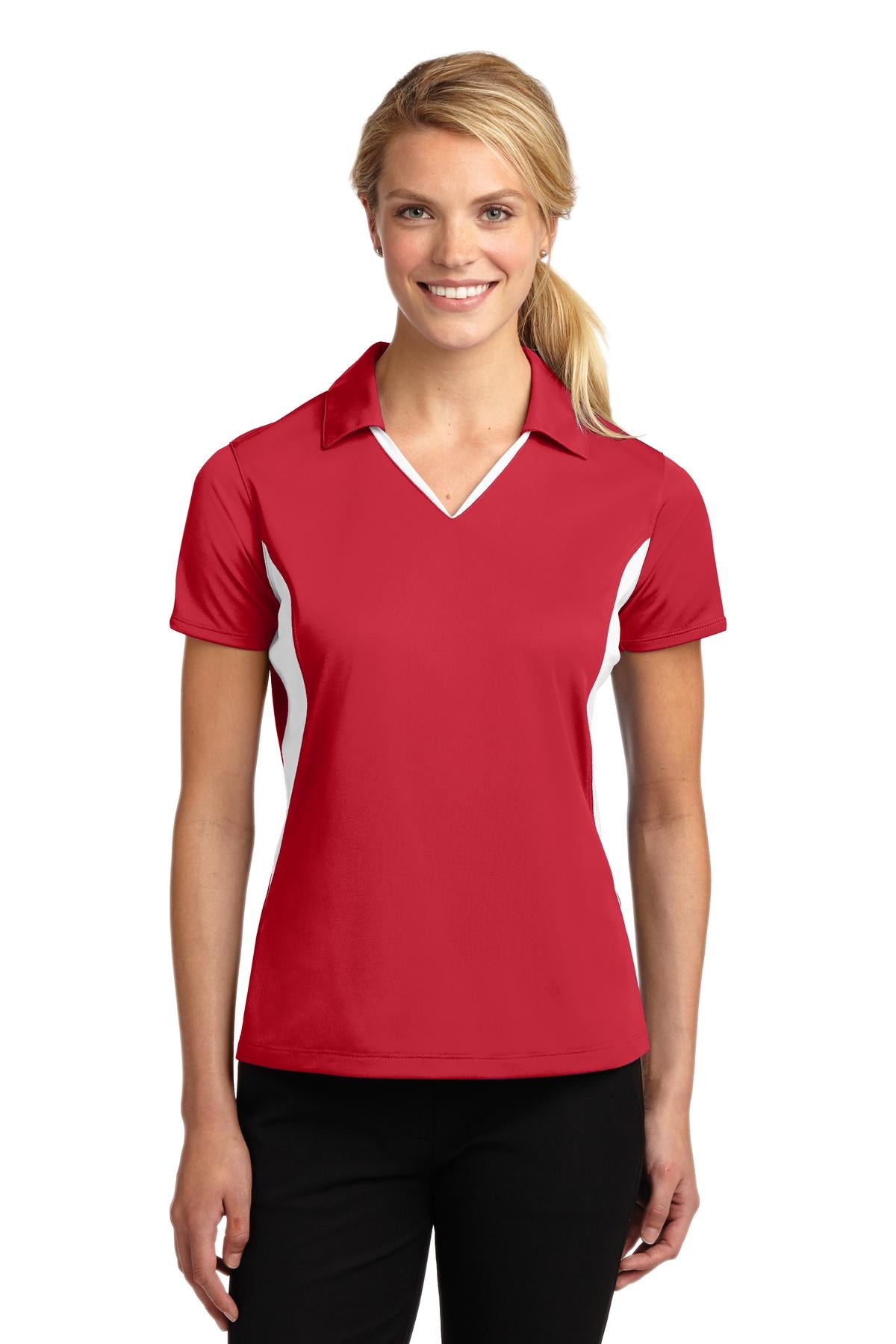 Custom Embroidered - Sport-Tek© Women's Side Blocked Micropique Sport-Wick© Polo. LST655