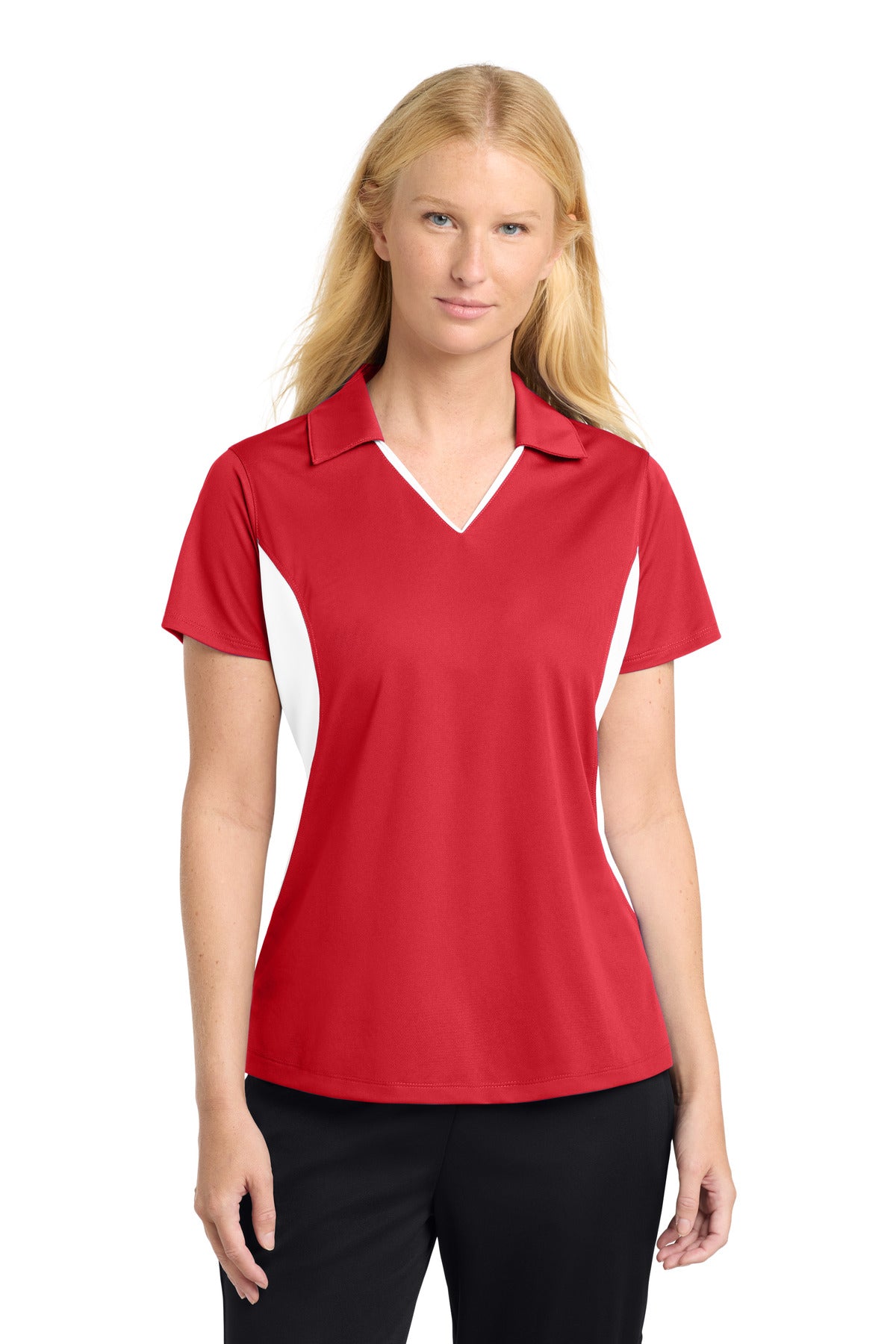Custom Embroidery or DTF Print - Sport-Tek ® Women's Side Blocked Micropique Sport-Wick ® Polo. LST655
