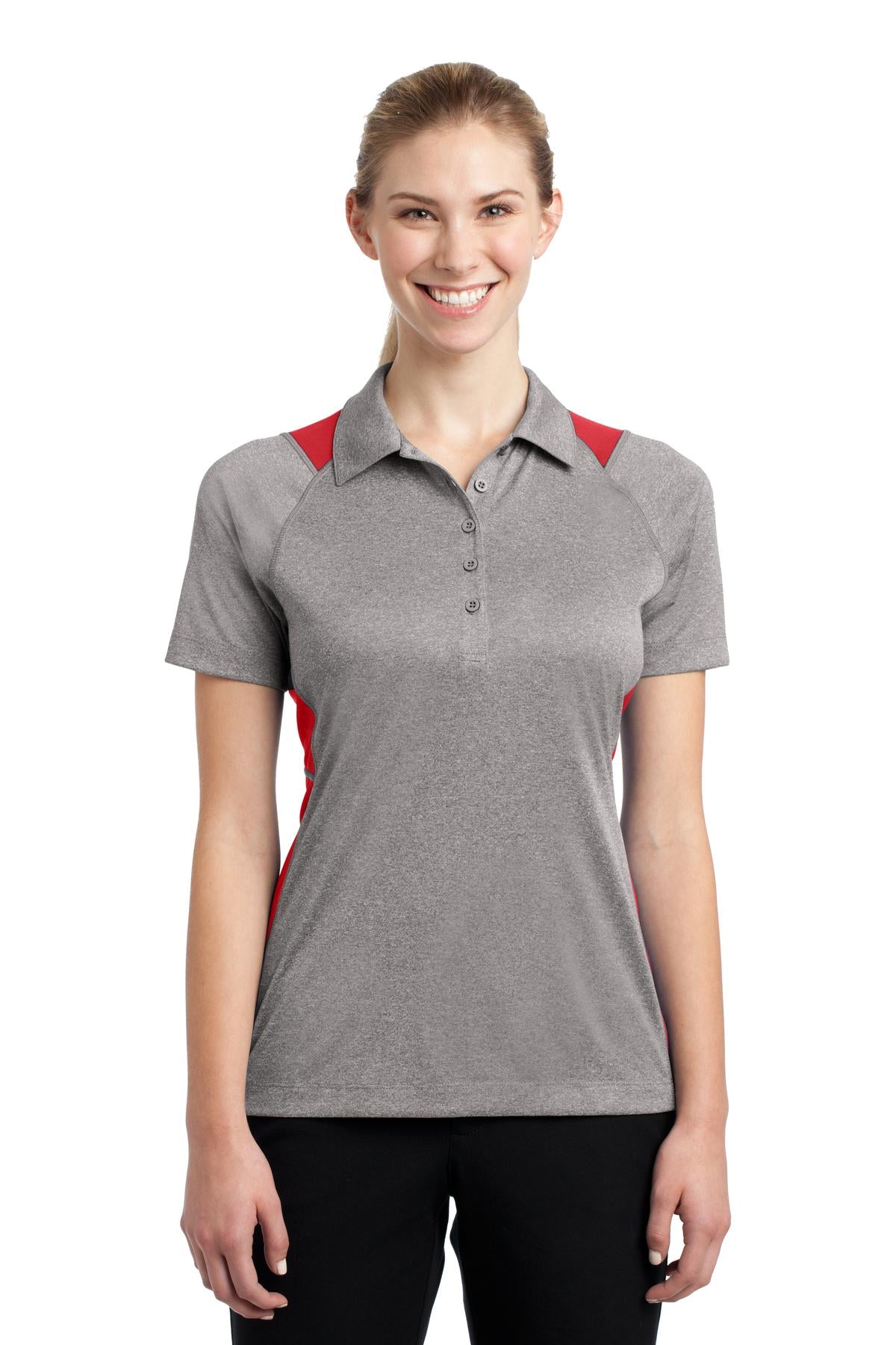 Custom Embroidered - Sport-Tek© Women's Heather Colorblock Contender© Polo. LST665