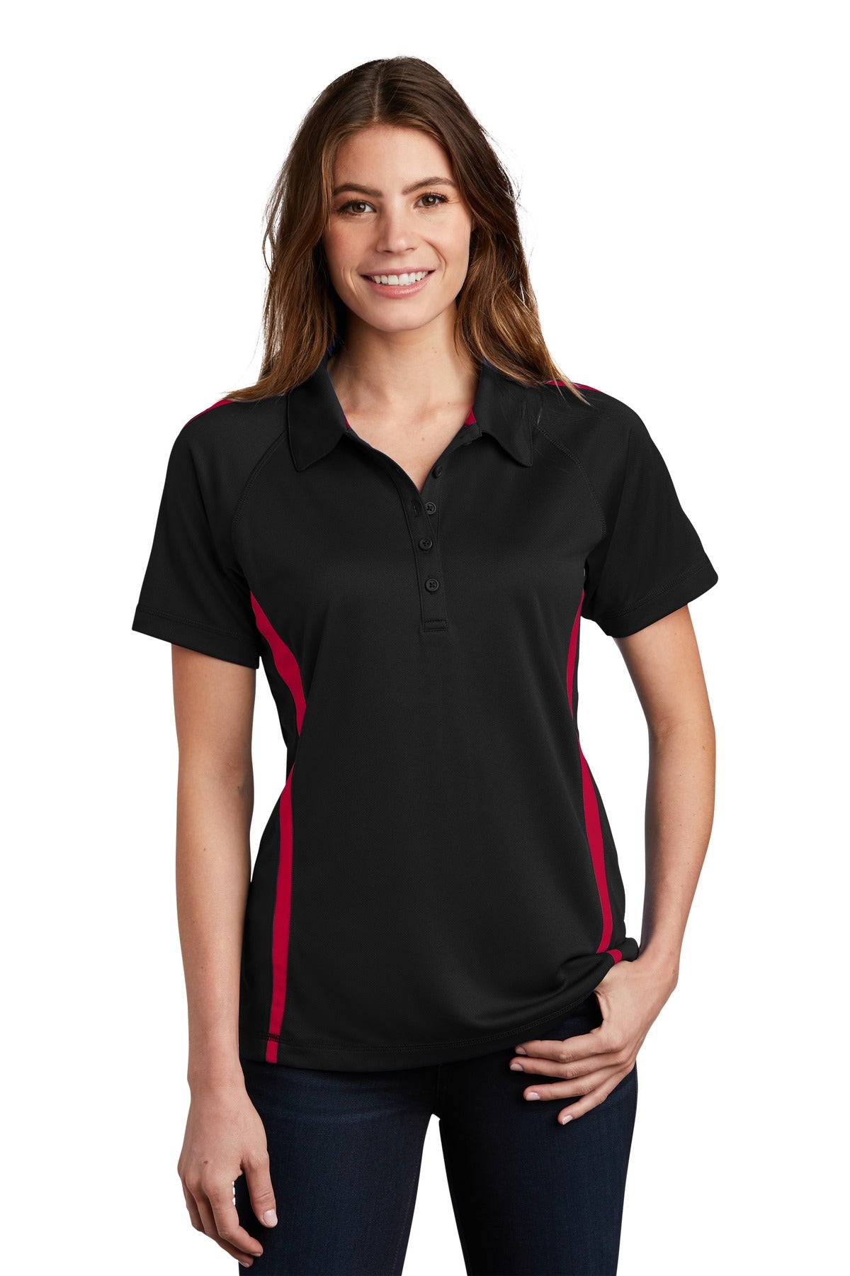 Custom Embroidered - Sport-Tek© Women's PosiCharge© Micro-Mesh Colorblock Polo. LST685