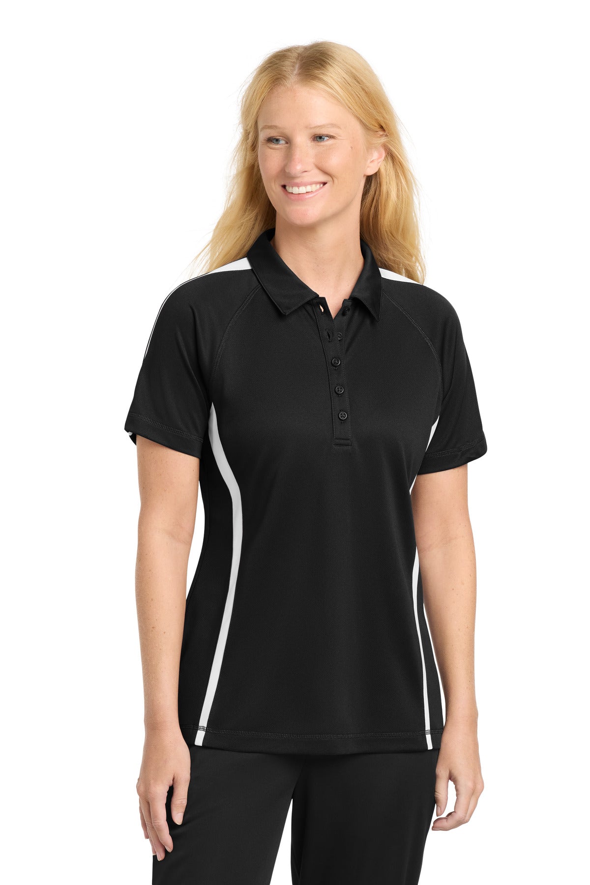 Custom Embroidery or DTF Print - Sport-Tek ® Women's PosiCharge ® Micro-Mesh Colorblock Polo. LST685
