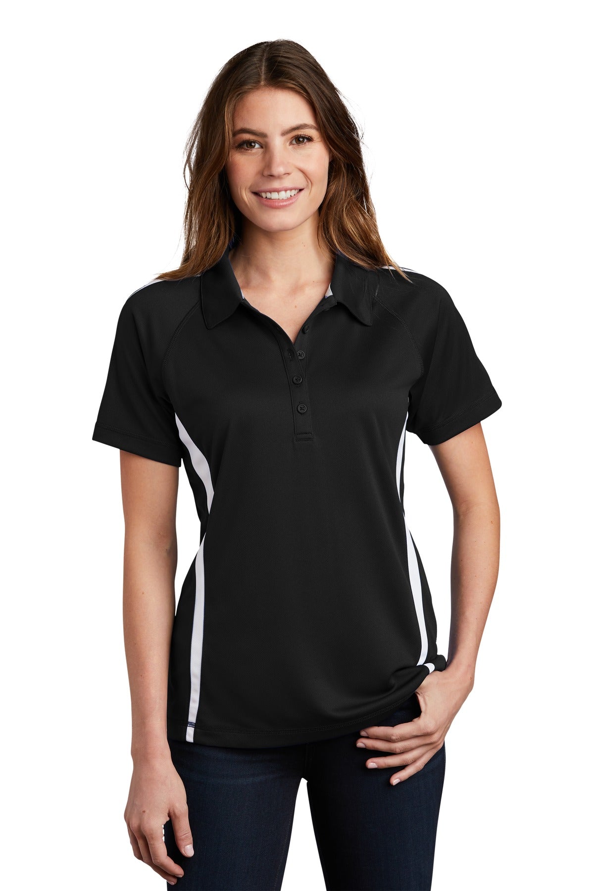 Custom Embroidered - Sport-Tek© Women's PosiCharge© Micro-Mesh Colorblock Polo. LST685