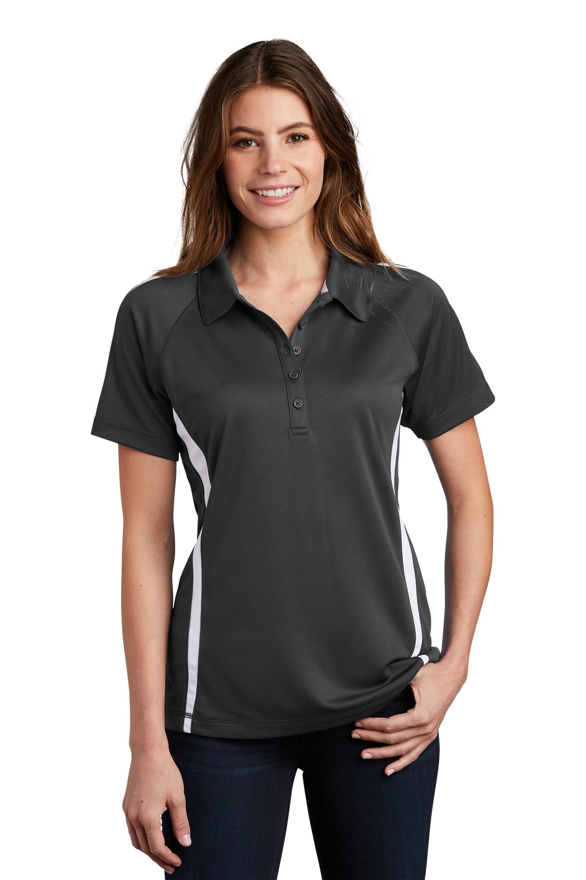 Custom Embroidered - Sport-Tek© Women's PosiCharge© Micro-Mesh Colorblock Polo. LST685