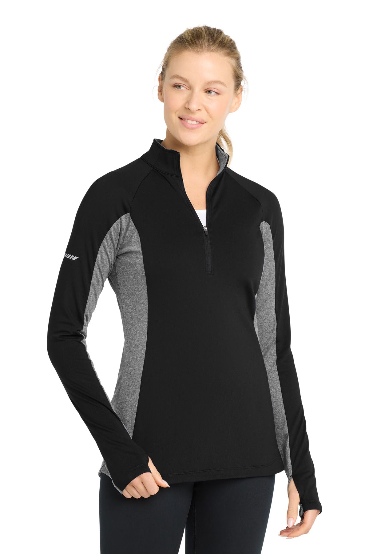 Custom Embroidery or DTF Print - Sport-Tek ® Women's Sport-Wick ® Stretch Contrast 1/4-Zip Pullover. LST854
