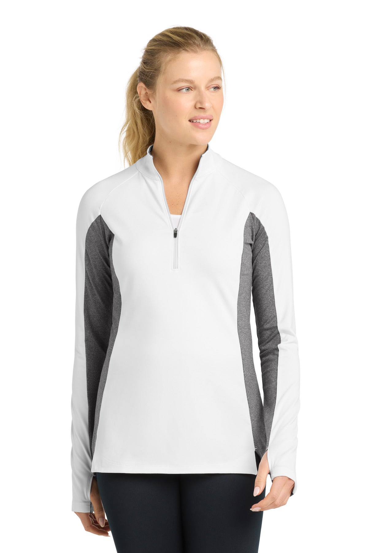 Custom Embroidery or DTF Print - Sport-Tek ® Women's Sport-Wick ® Stretch Contrast 1/4-Zip Pullover. LST854