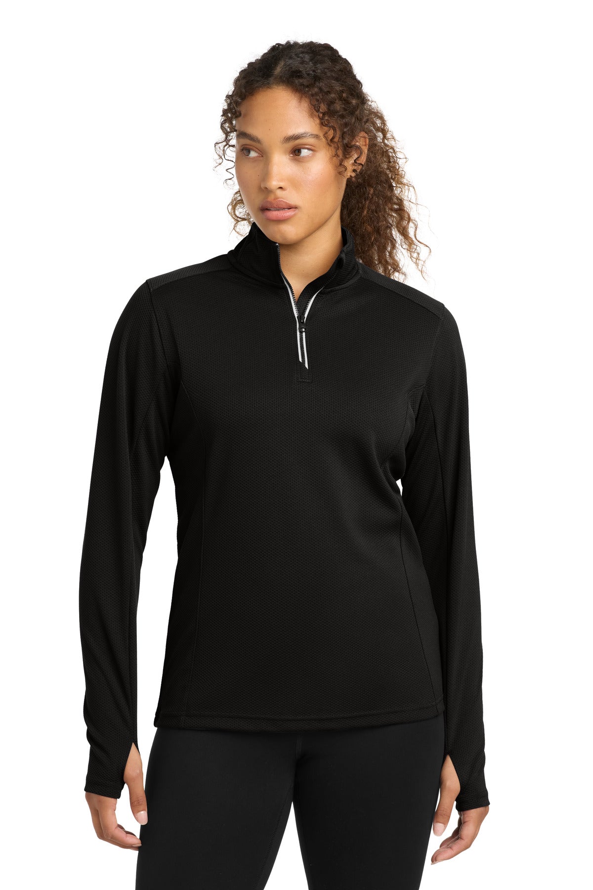 Custom Embroidery or DTF Print - Sport-Tek ® Women's Sport-Wick ® Textured 1/4-Zip Pullover. LST860