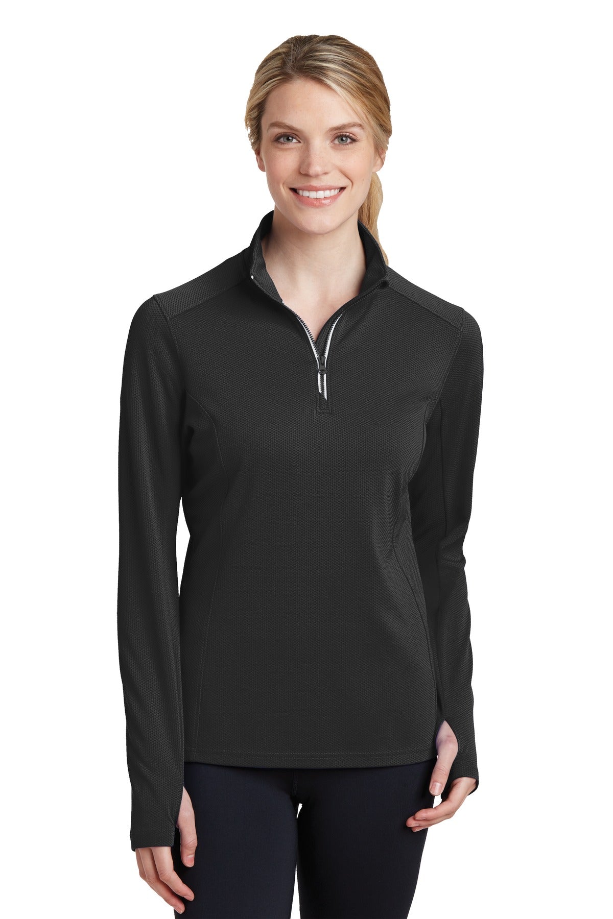 Custom Embroidered - Sport-Tek® Ladies Sport-Wick® Textured 1/4-Zip Pu
