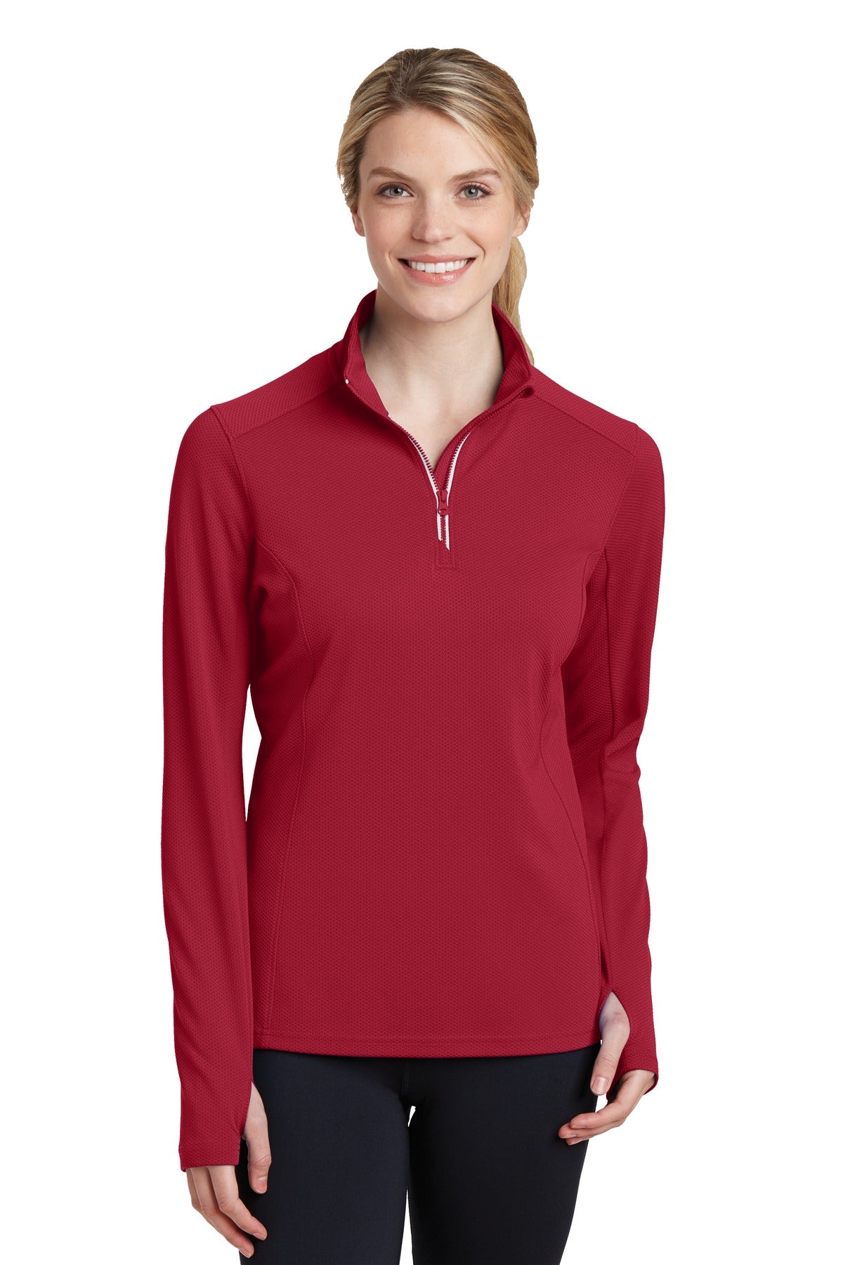 Custom Embroidered - Sport-Tek® Ladies Sport-Wick® Textured 1/4-Zip Pullover. LST860