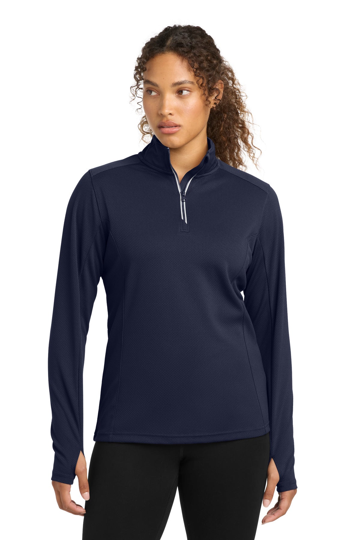 Custom Embroidery or DTF Print - Sport-Tek ® Women's Sport-Wick ® Textured 1/4-Zip Pullover. LST860