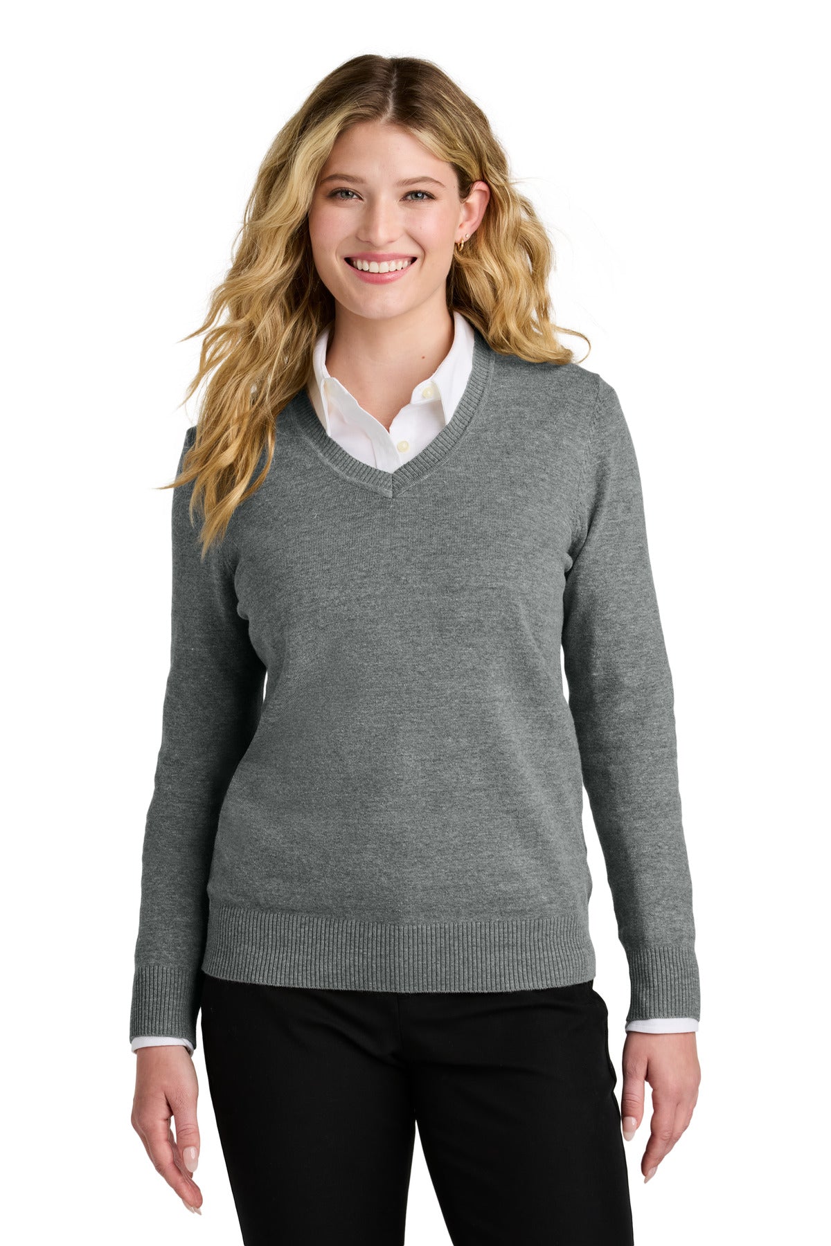 Custom Embroidery or DTF Print - Port Authority ® Women's Easy Care V-Neck Sweater LSW2850