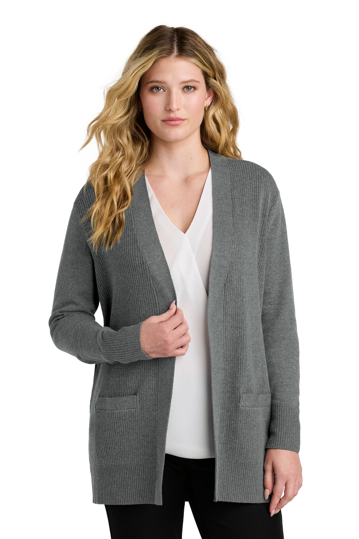 Custom Embroidery or DTF Print - Port Authority ® Women's Easy Care Open-Front Cardigan Sweater LSW2890