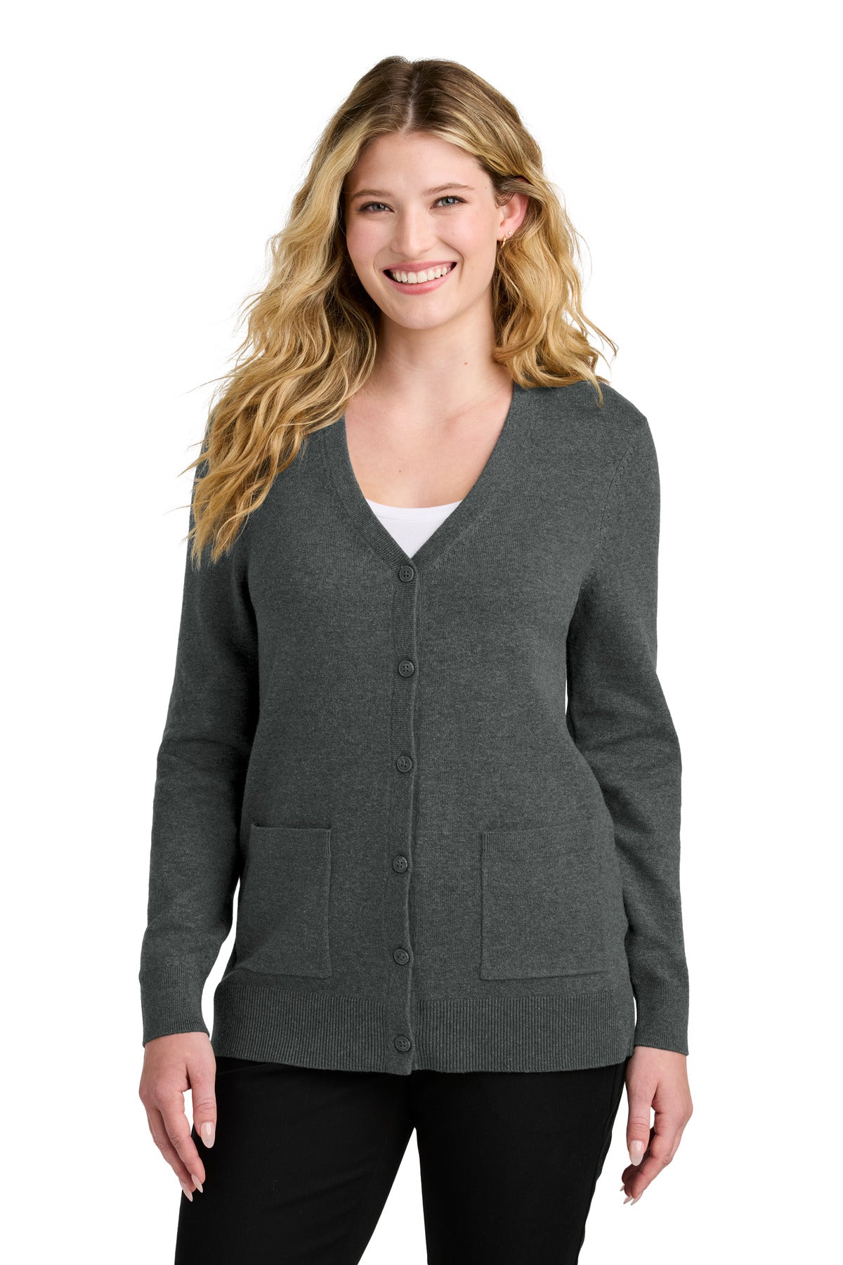 Custom Embroidery or DTF Print - Port Authority ® Women's Easy Care Button-Up Cardigan Sweater LSW4150