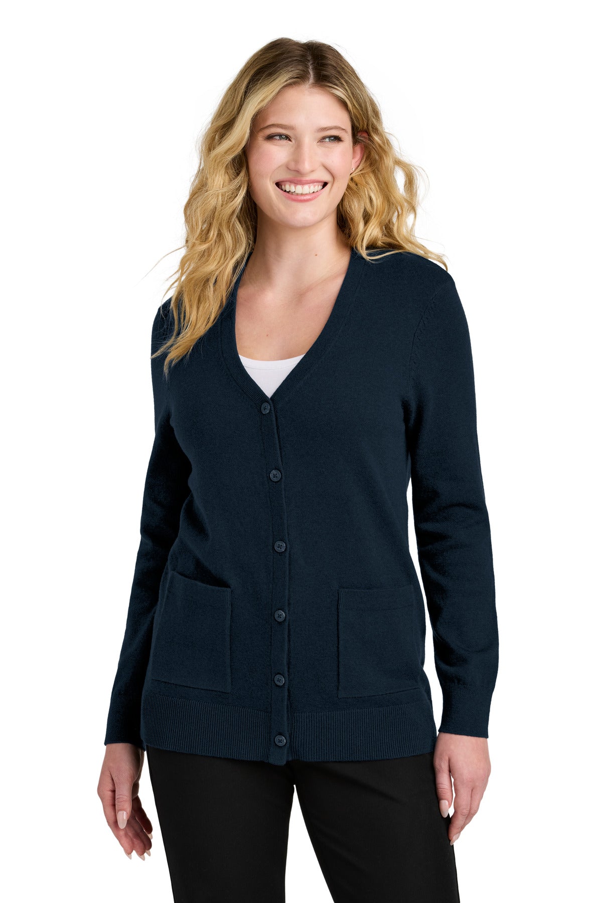 Custom Embroidered - Port Authority© Women's Easy Care Button-Up Cardigan Sweater LSW4150
