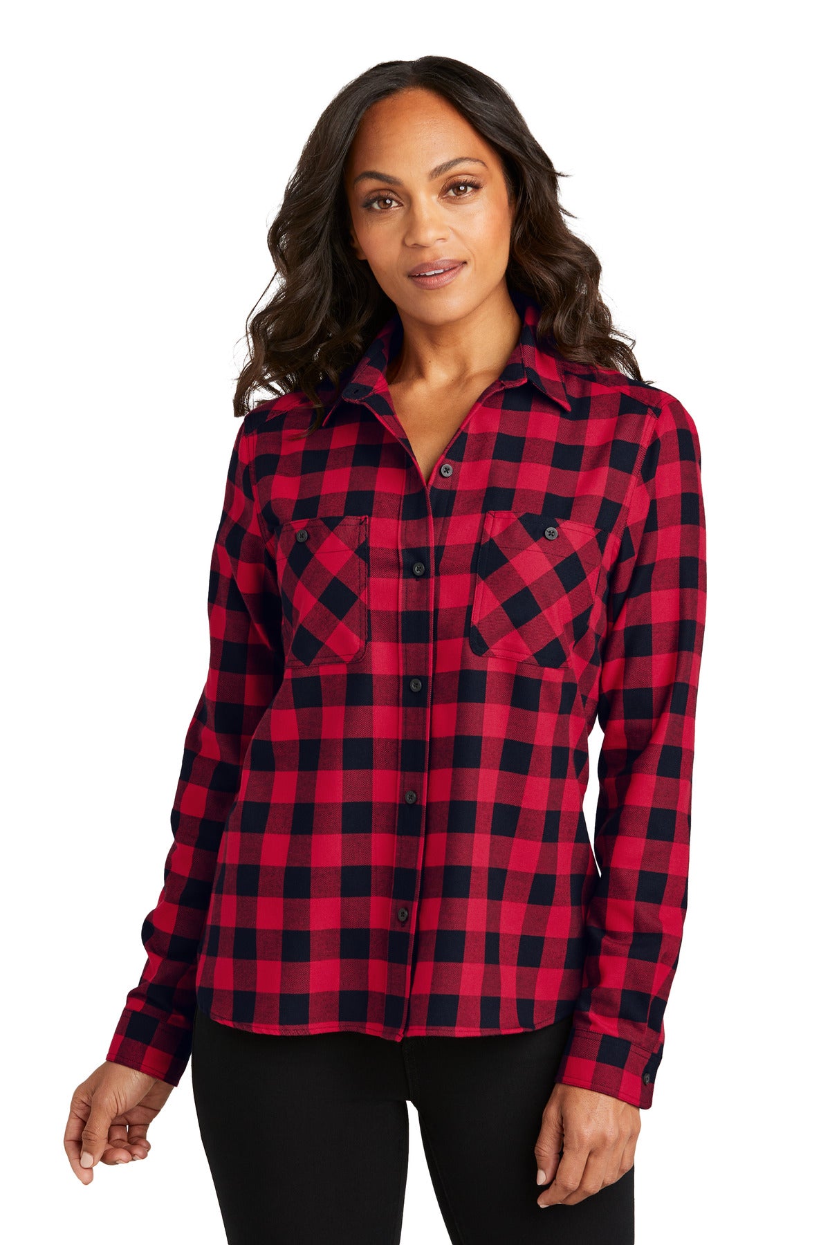 Custom Embroidery or DTF Print - Port Authority ® Women's Plaid Flannel Shirt LW669