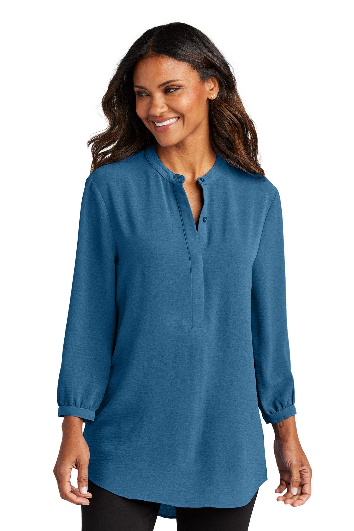 Custom Embroidery or DTF Print - Port Authority ® Women's 3/4-Sleeve Textured Crepe Tunic LW713