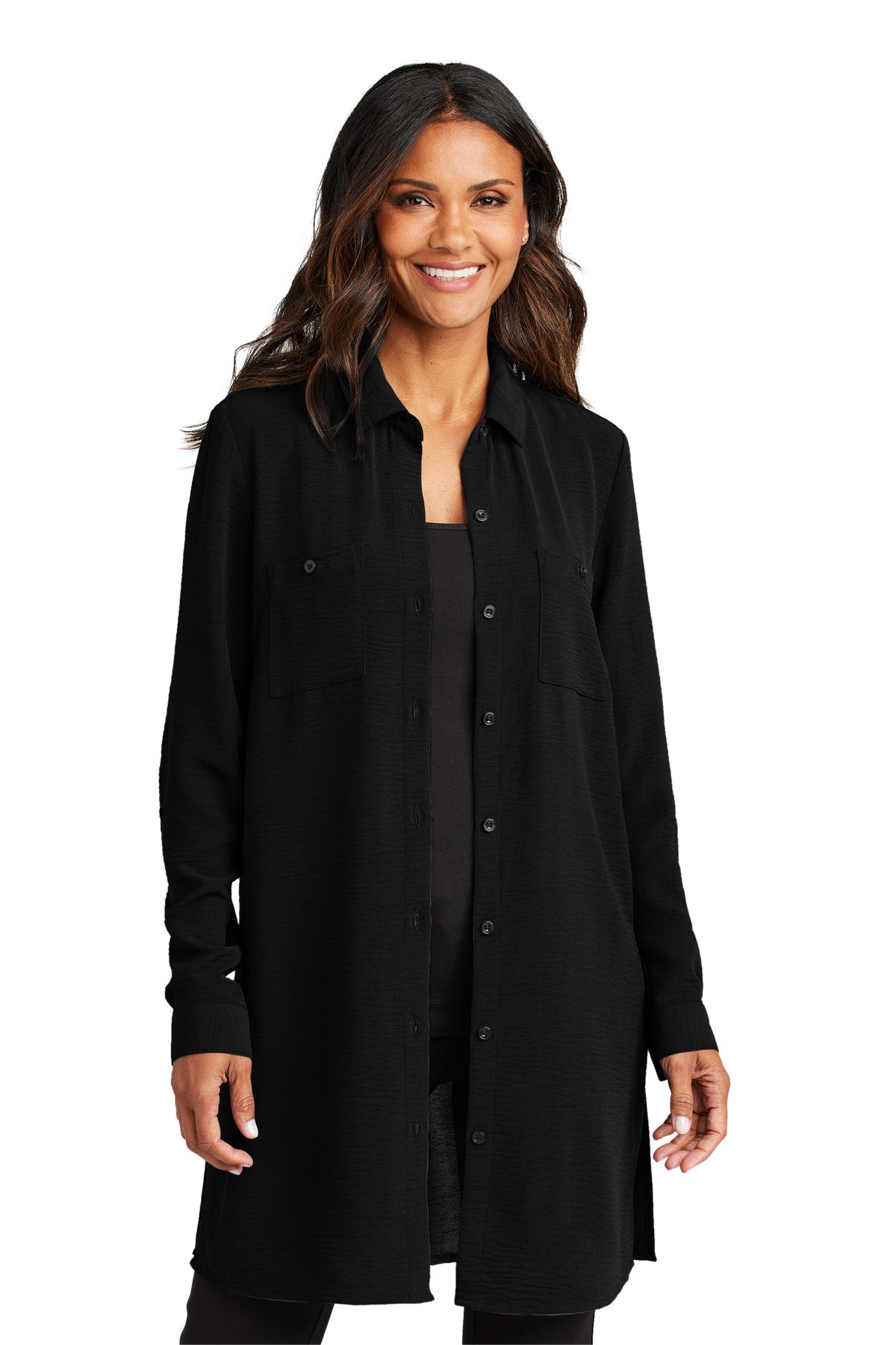 Custom Embroidery or DTF Print - Port Authority ® Women's Textured Crepe Long Tunic LW715