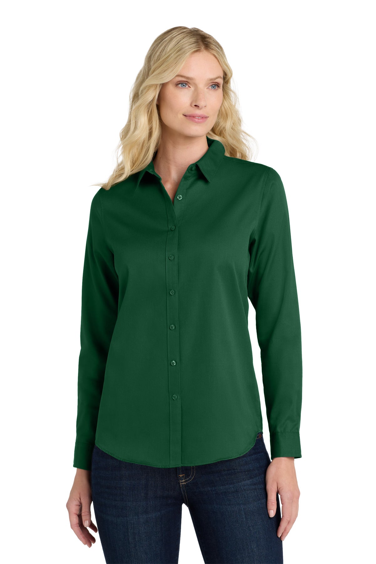 Custom Embroidery or DTF Print - Port Authority ® Women's Long Sleeve SuperPro React ™ Twill Shirt. LW808