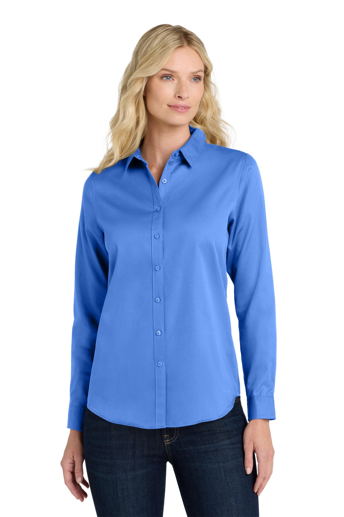 Custom Embroidery or DTF Print - Port Authority ® Women's Long Sleeve SuperPro React ™ Twill Shirt. LW808