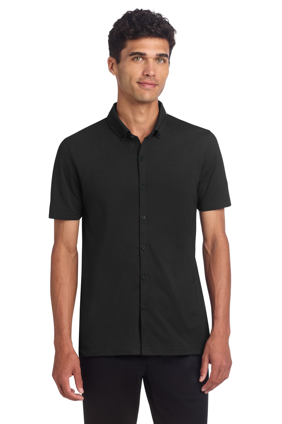 Custom Embroidery or DTF Print - Mercer+Mettle ® Stretch Pique Full-Button Polo MM1006