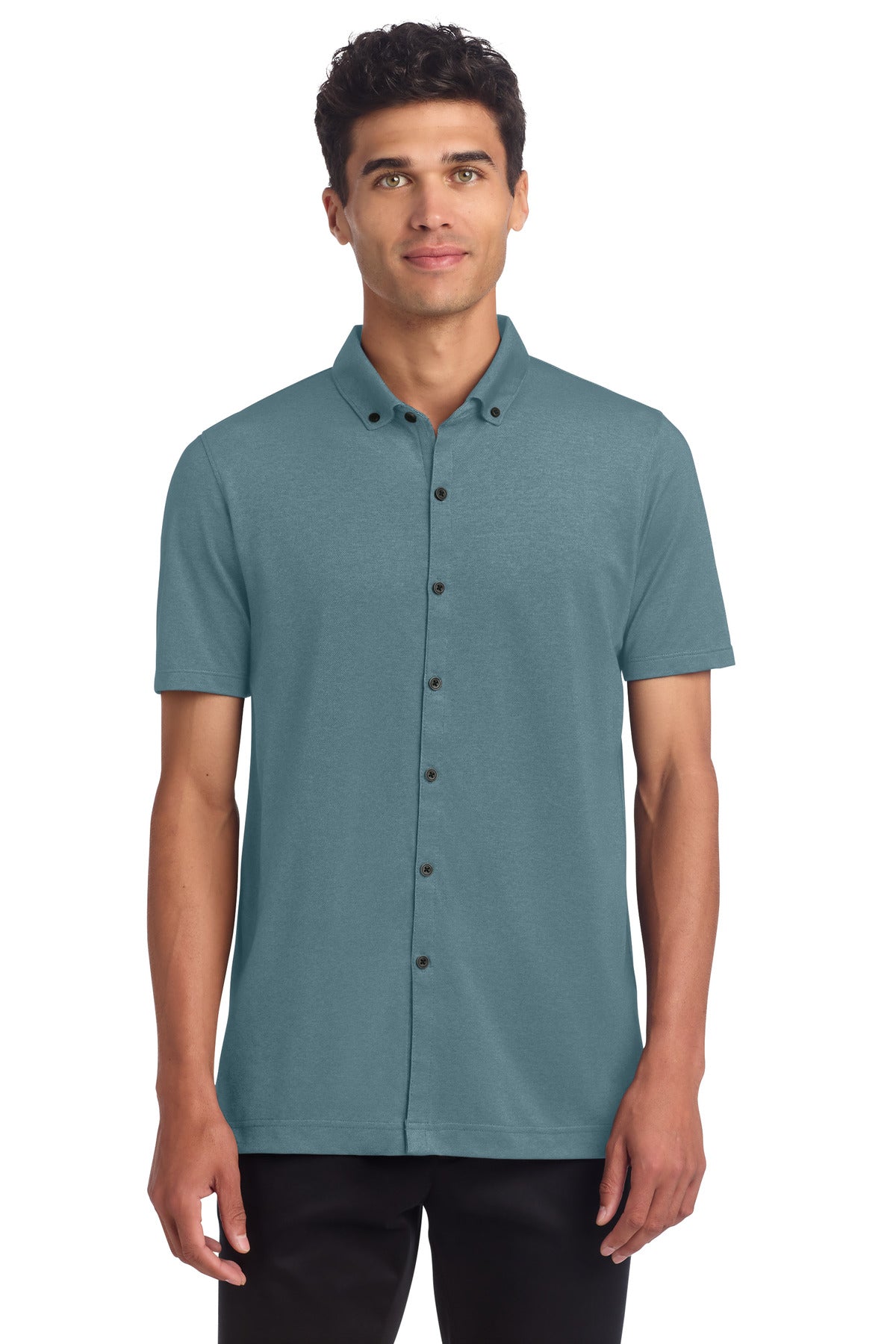 Custom Embroidery or DTF Print - Mercer+Mettle ® Stretch Pique Full-Button Polo MM1006