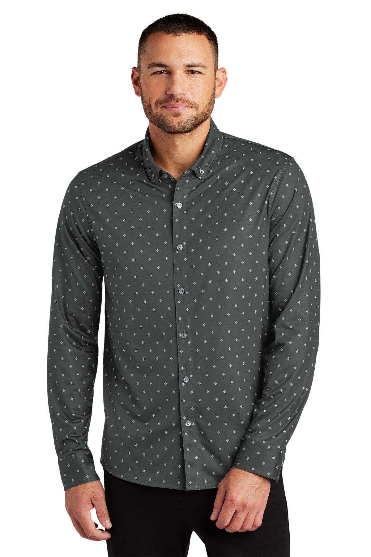 Custom Embroidery or DTF Print - Mercer+Mettle ® Stretch Jersey Long Sleeve Shirt MM1018