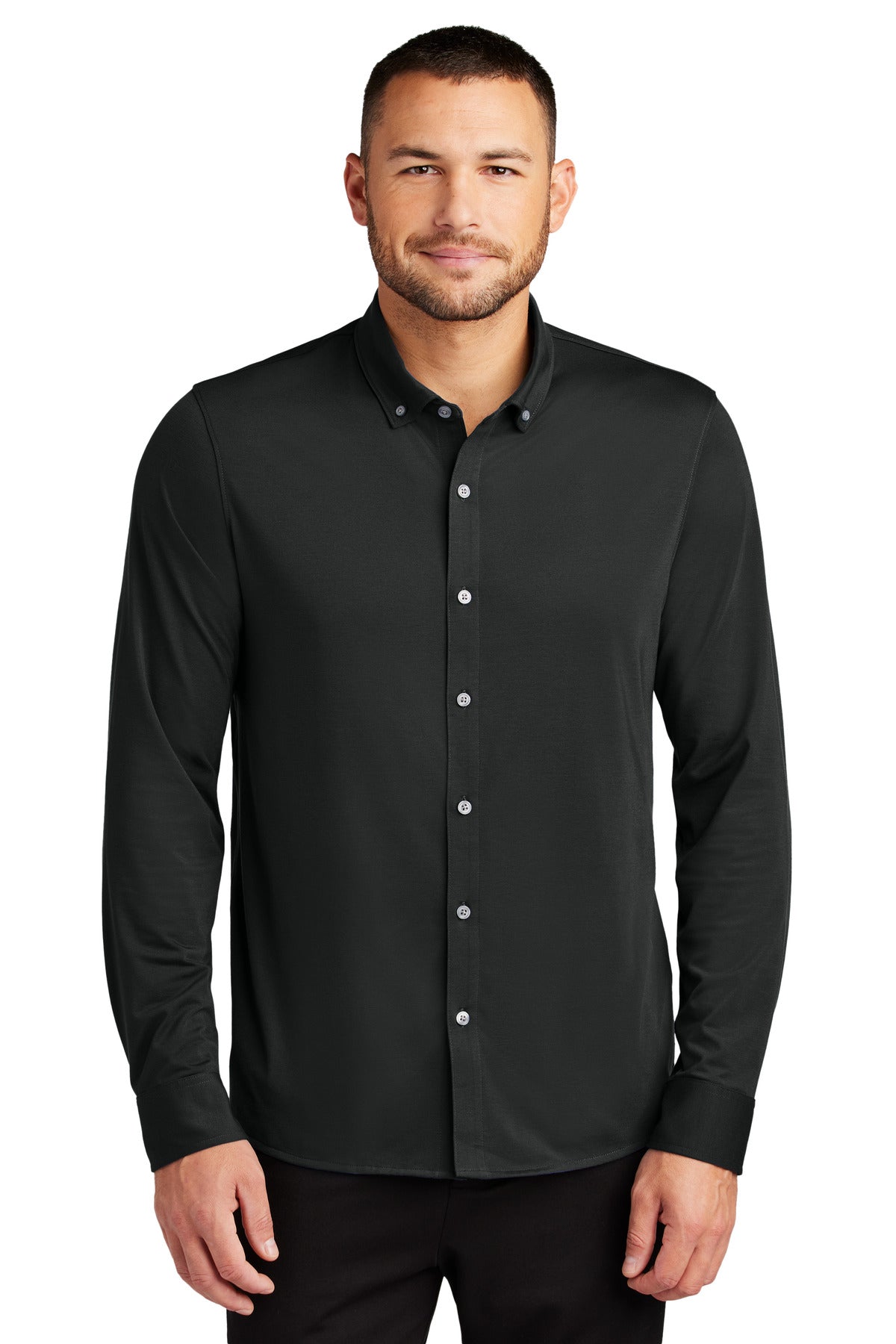 Custom Embroidery or DTF Print - Mercer+Mettle ® Stretch Jersey Long Sleeve Shirt MM1018