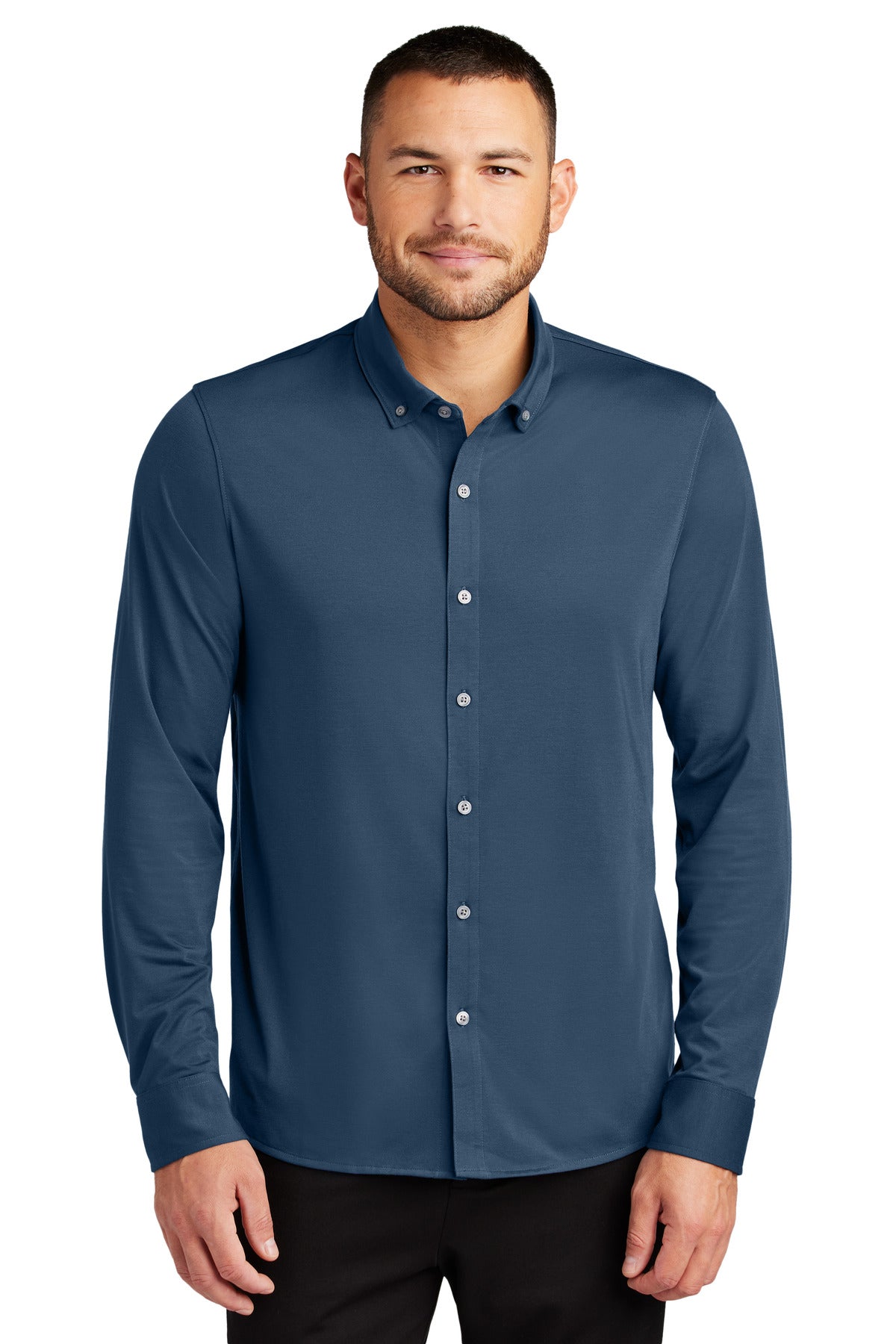 Custom Embroidery or DTF Print - Mercer+Mettle ® Stretch Jersey Long Sleeve Shirt MM1018
