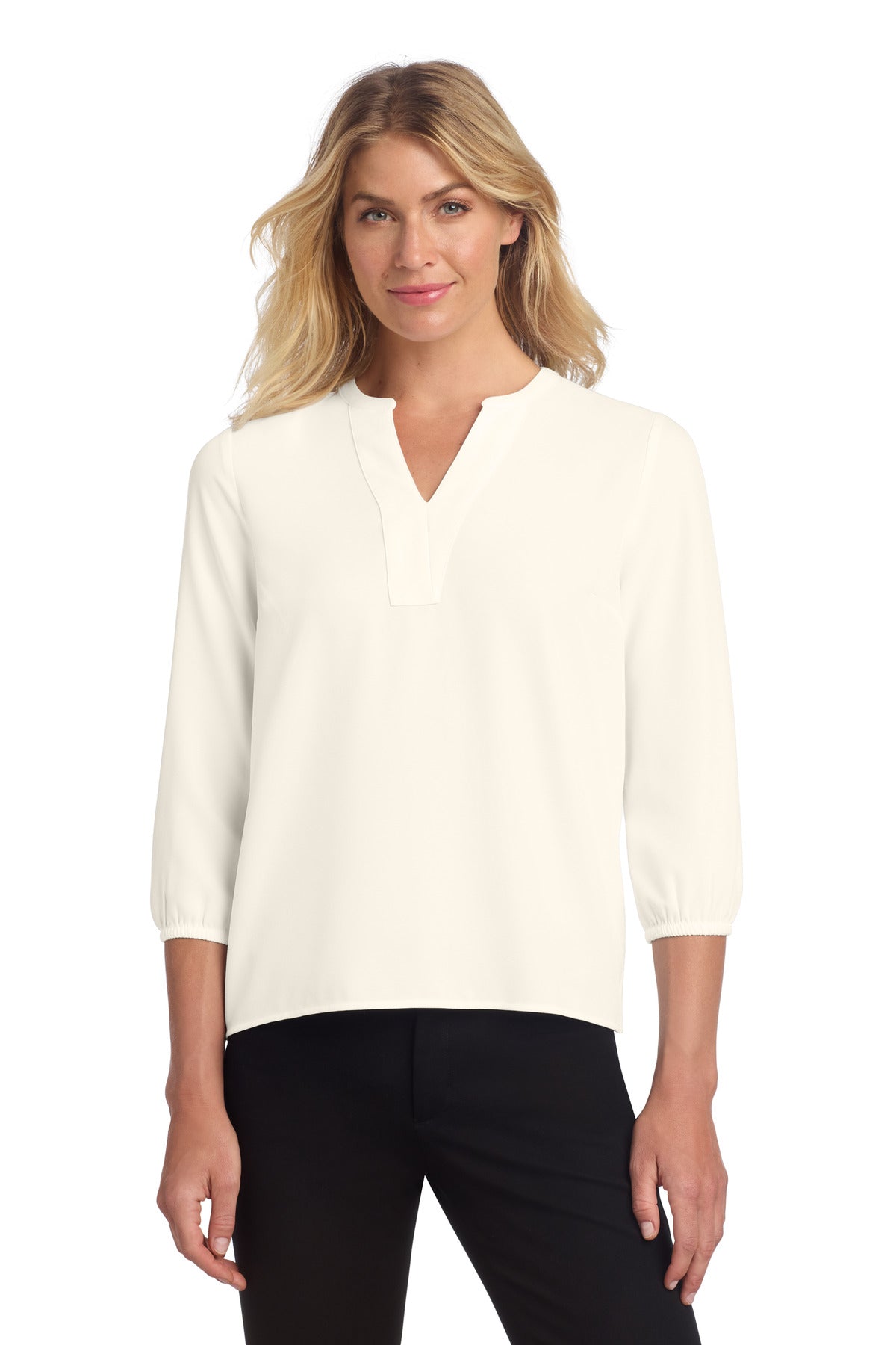Custom Embroidery or DTF Print - Mercer+Mettle ® Women's Stretch Crepe 3/4-Sleeve Blouse MM2011