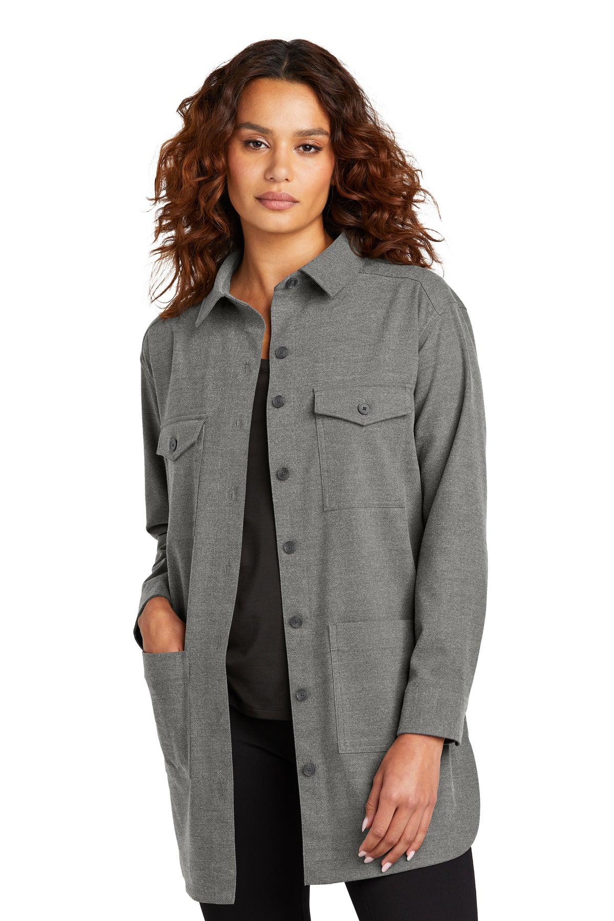 Custom Embroidery or DTF Print - Mercer+Mettle ® Women's Long Sleeve Twill Overshirt MM2021
