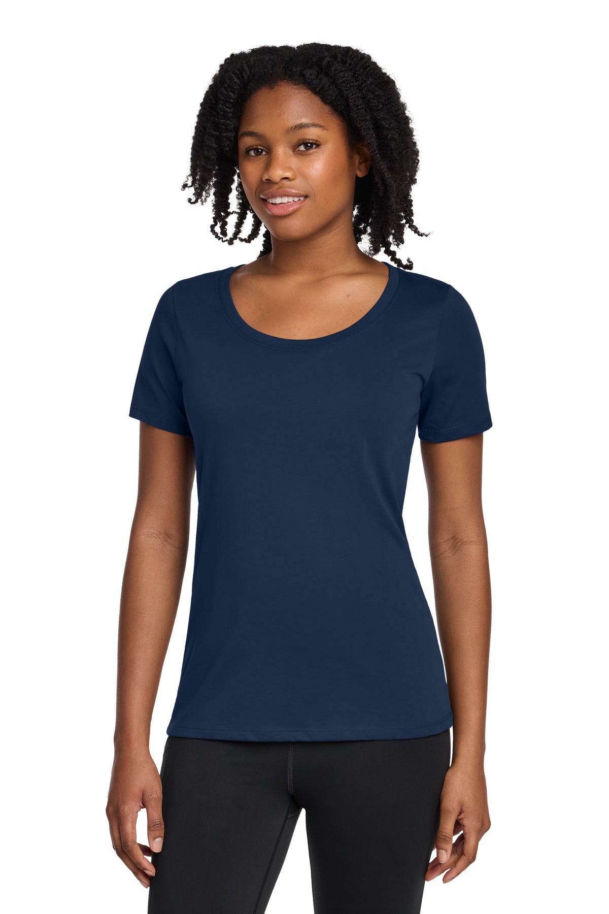 Custom Embroidery or DTF Print - Nike Women's Dri-FIT Cotton/Poly Scoop Neck Tee. NKBQ5234