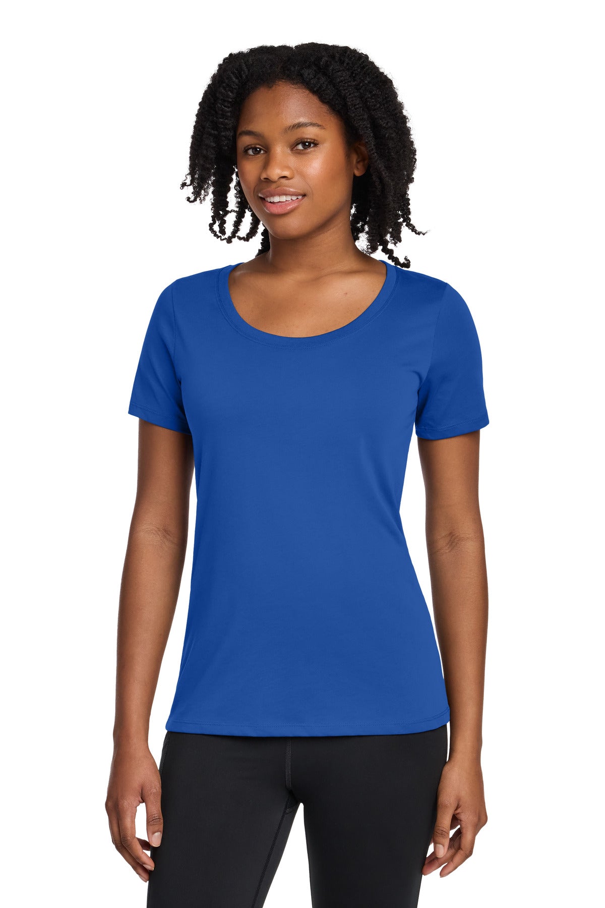 Custom Embroidery or DTF Print - Nike Women's Dri-FIT Cotton/Poly Scoop Neck Tee. NKBQ5234