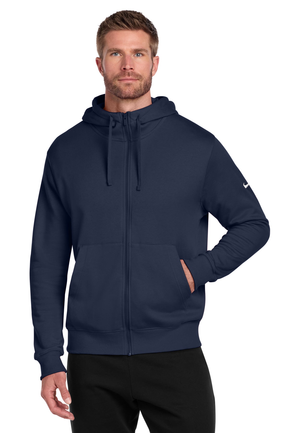 Custom Embroidery or DTF Print - Nike Club Fleece Sleeve Swoosh Full-Zip Hoodie NKDR1513