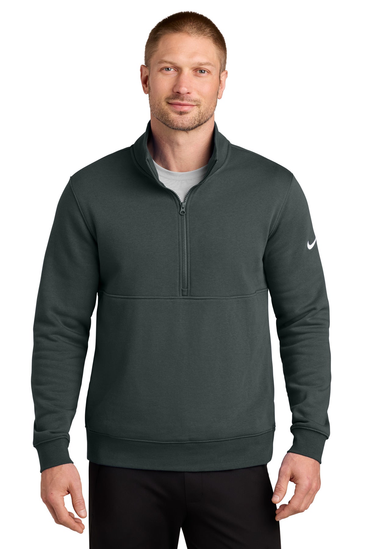 Custom Embroidery or DTF Print - Nike Club Fleece Sleeve Swoosh 1/2-Zip NKDX6718