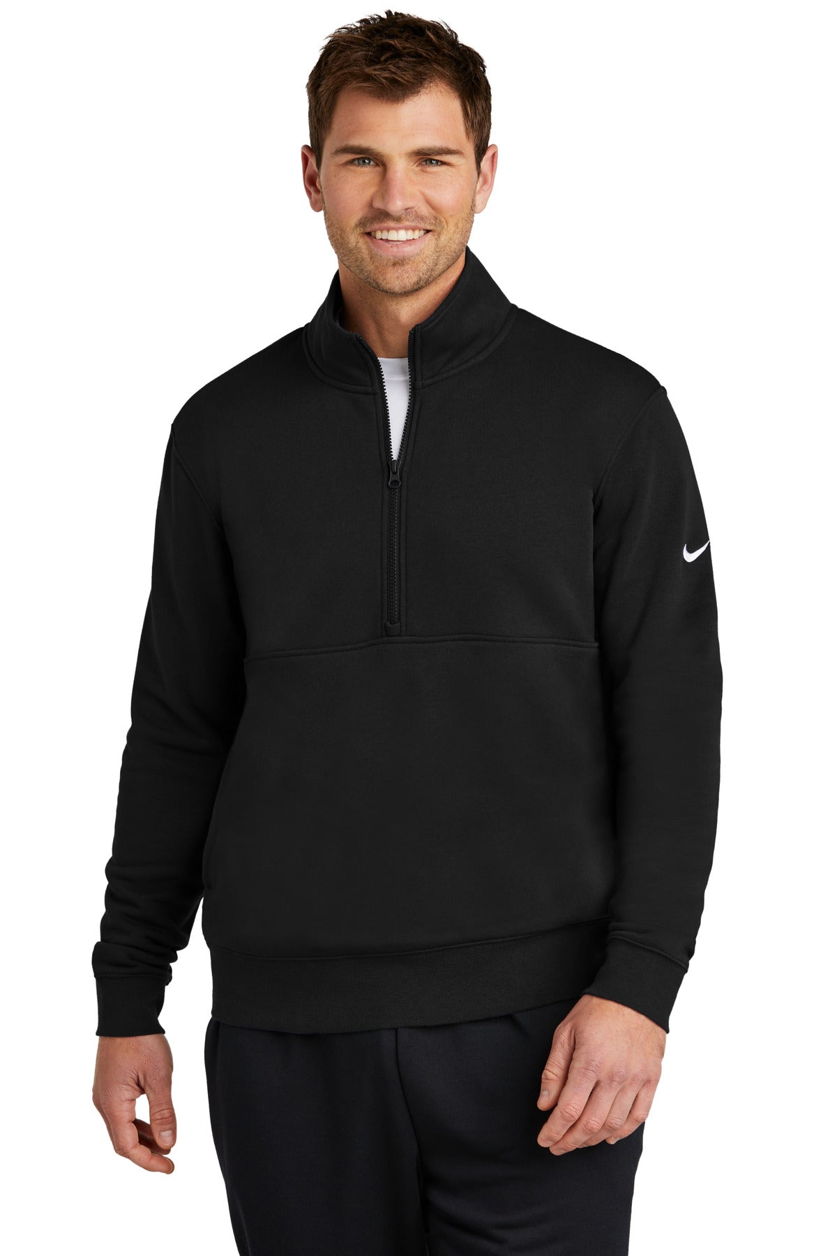 Custom Embroidery or DTF Print - Nike Club Fleece Sleeve Swoosh 1/2-Zip NKDX6718