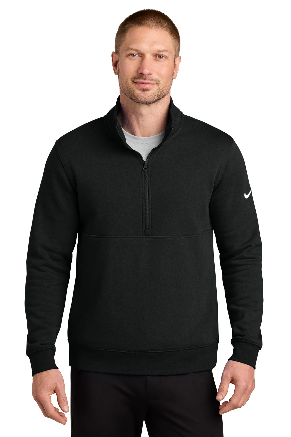 Custom Embroidery or DTF Print - Nike Club Fleece Sleeve Swoosh 1/2-Zip NKDX6718