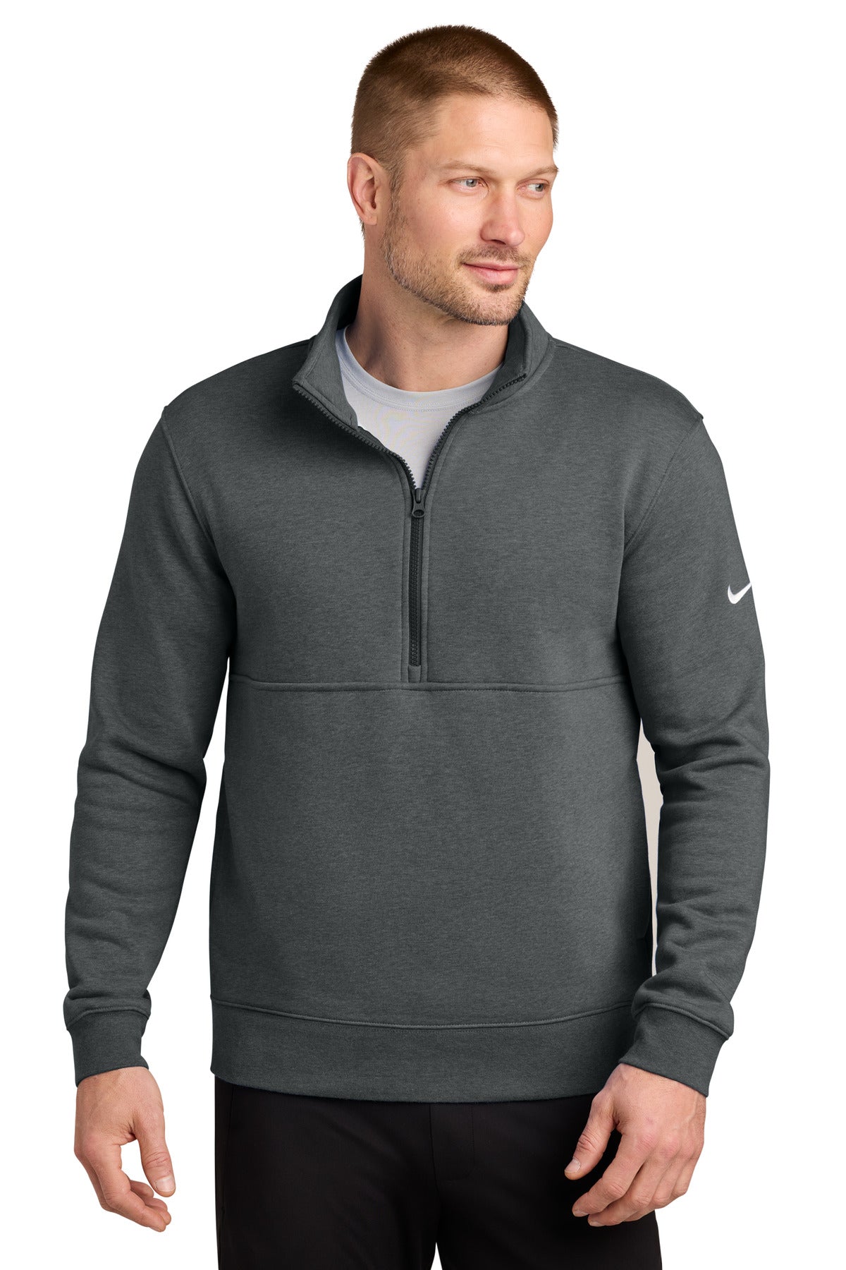 Custom Embroidery or DTF Print - Nike Club Fleece Sleeve Swoosh 1/2-Zip NKDX6718