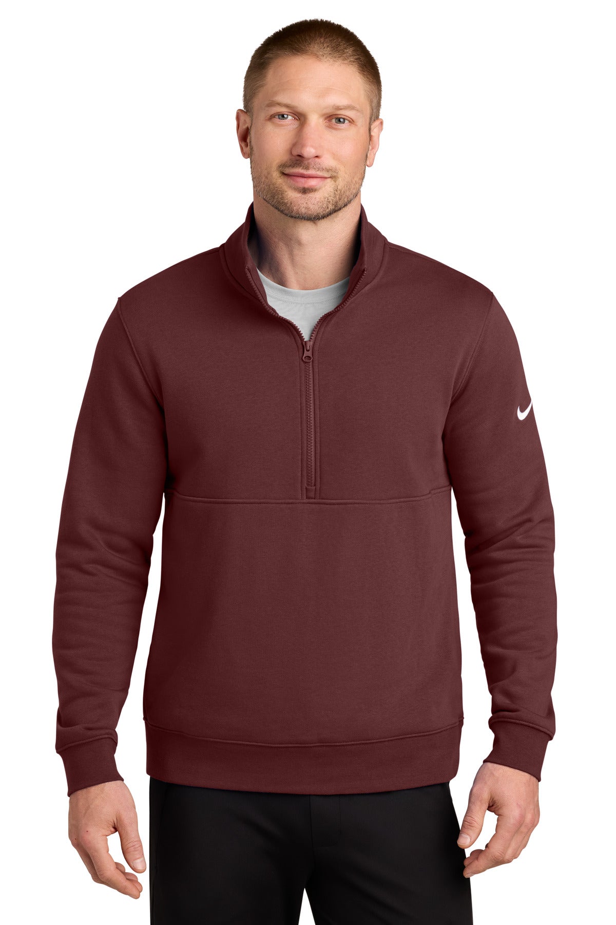 Custom Embroidery or DTF Print - Nike Club Fleece Sleeve Swoosh 1/2-Zip NKDX6718