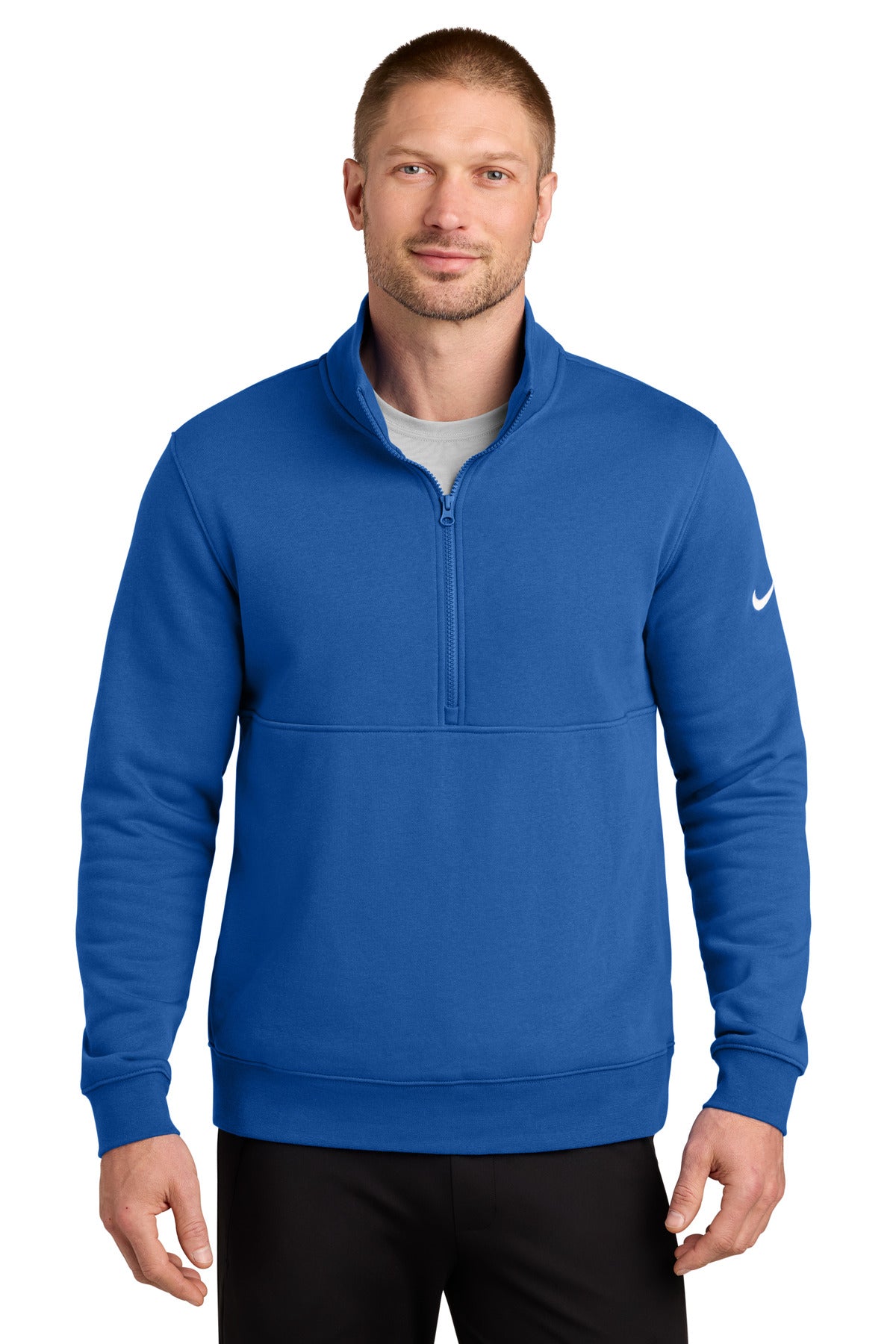 Custom Embroidery or DTF Print - Nike Club Fleece Sleeve Swoosh 1/2-Zip NKDX6718