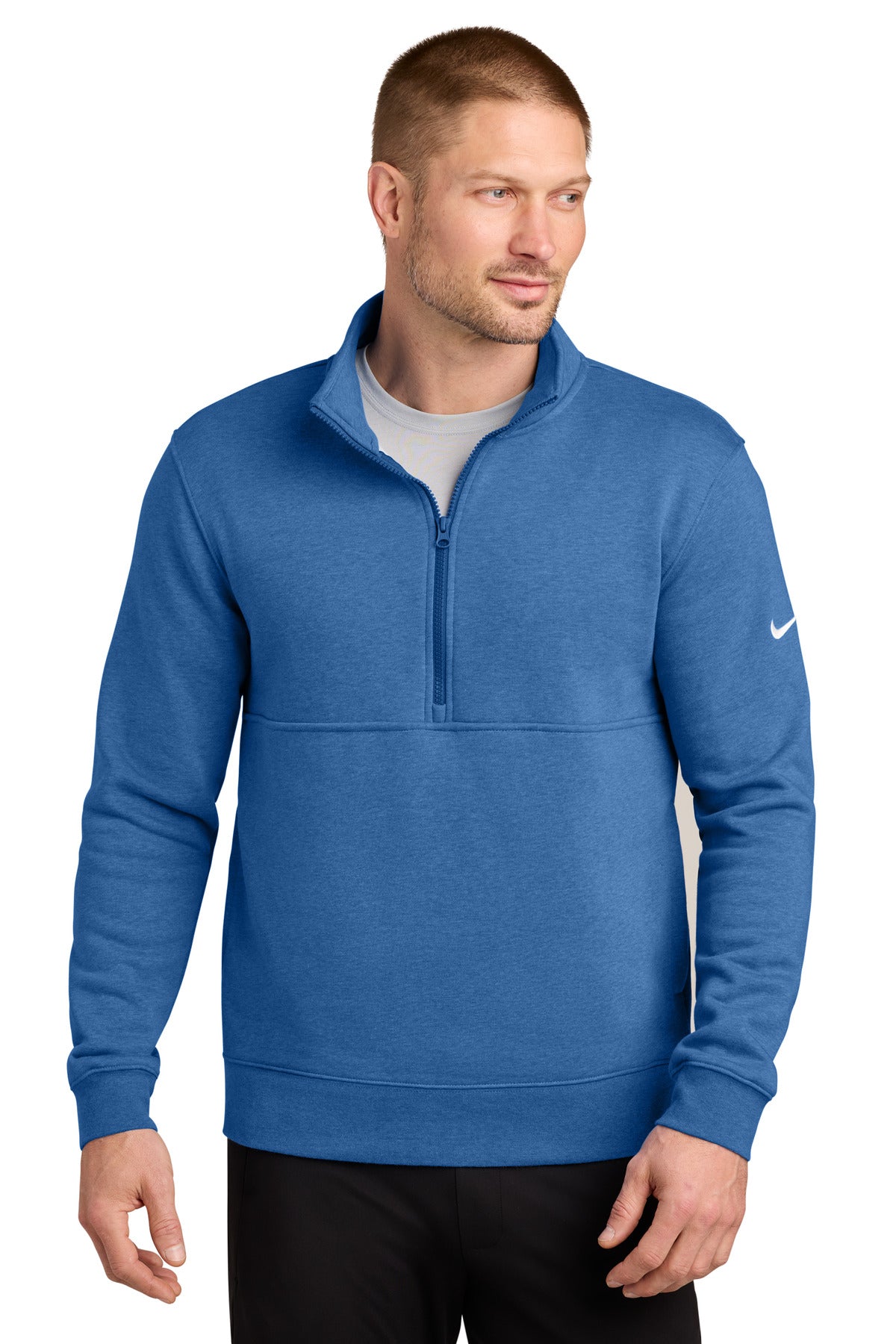 Custom Embroidery or DTF Print - Nike Club Fleece Sleeve Swoosh 1/2-Zip NKDX6718