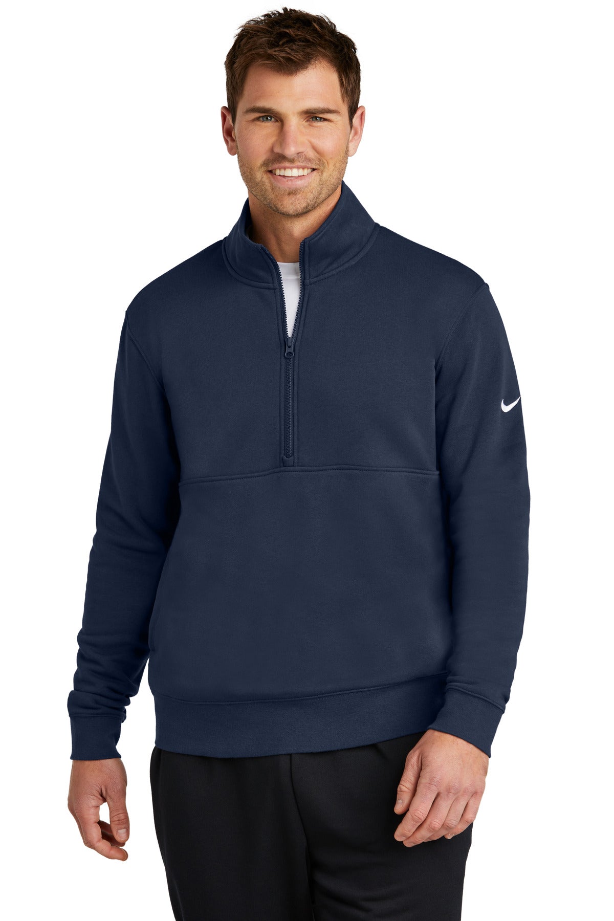 Custom Embroidery or DTF Print - Nike Club Fleece Sleeve Swoosh 1/2-Zip NKDX6718