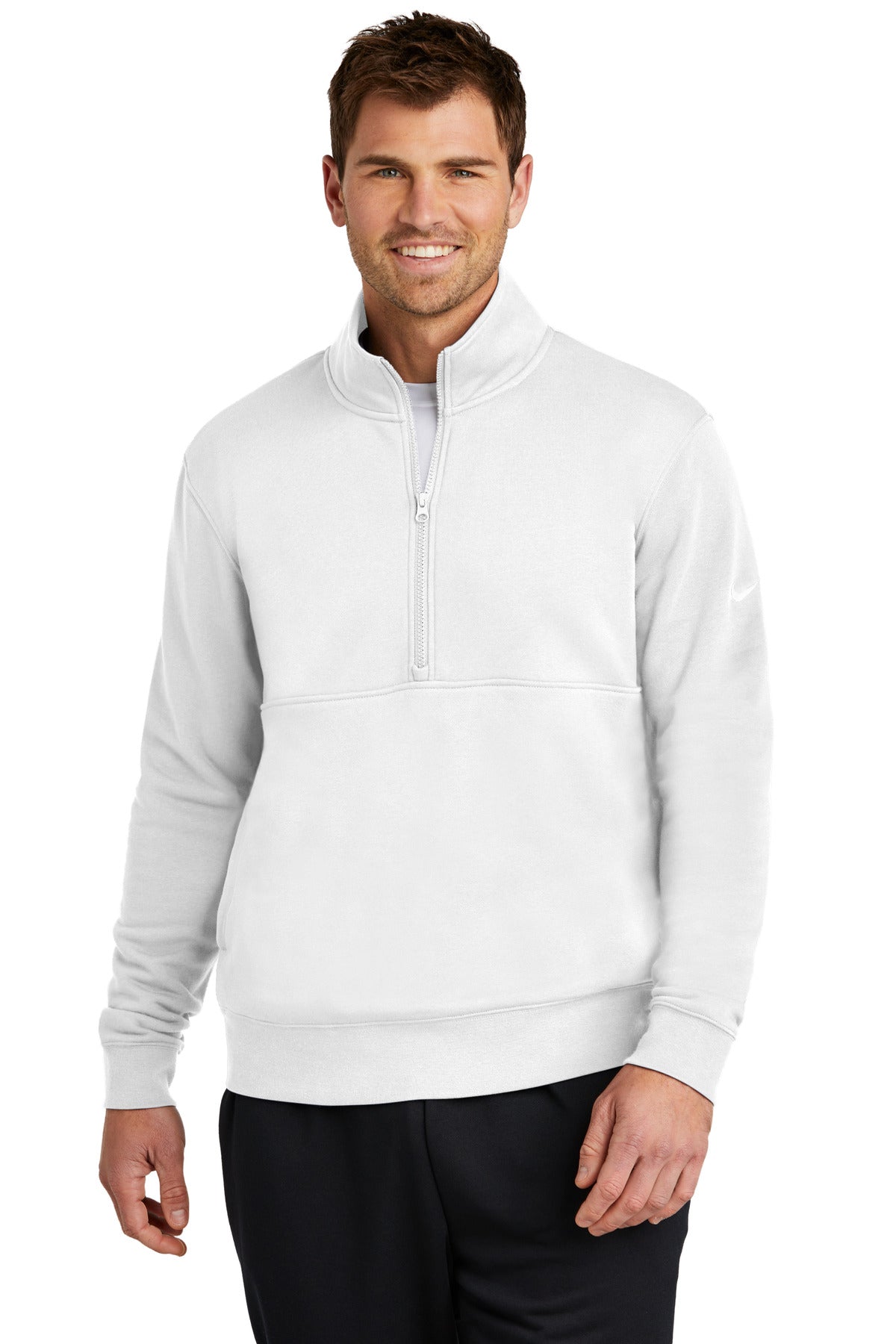 Custom Embroidery or DTF Print - Nike Club Fleece Sleeve Swoosh 1/2-Zip NKDX6718