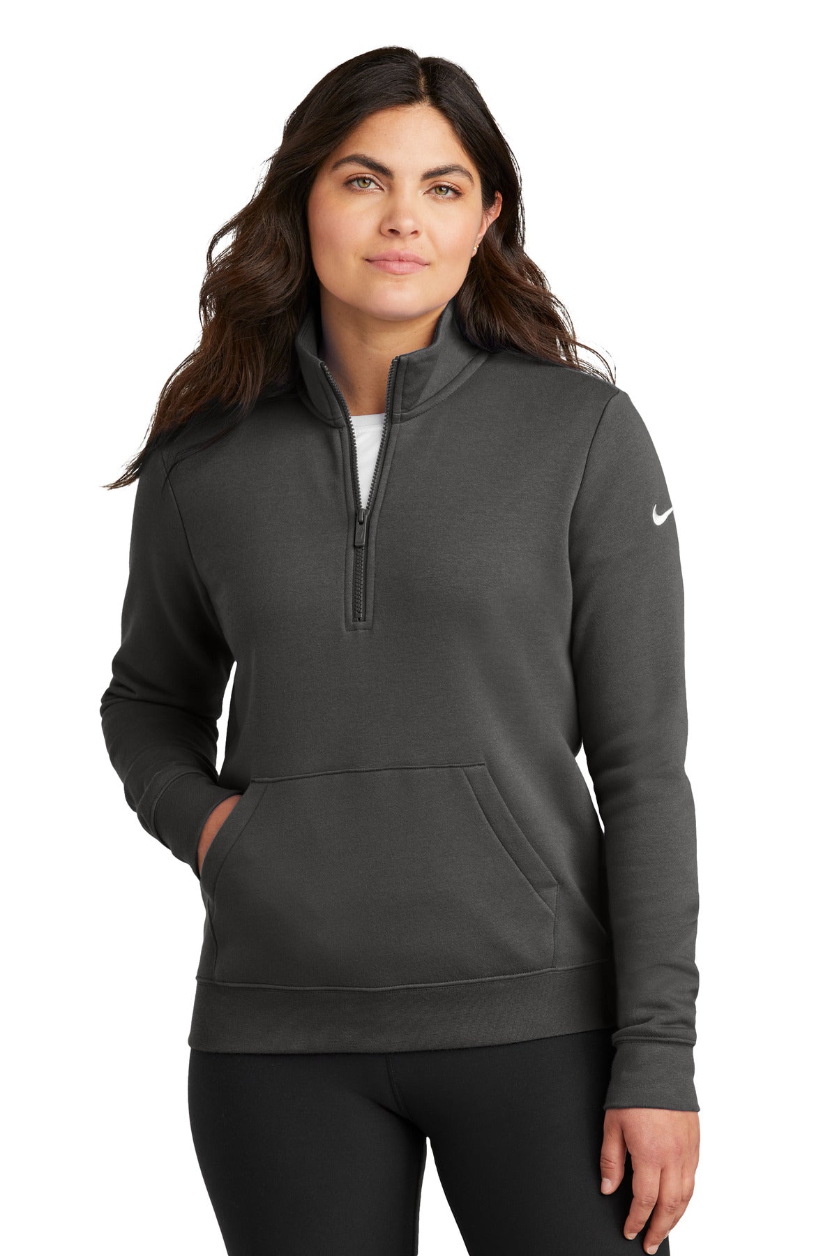 Custom Embroidery or DTF Print - Nike Women's Club Fleece Sleeve Swoosh 1/2-Zip NKDX6720