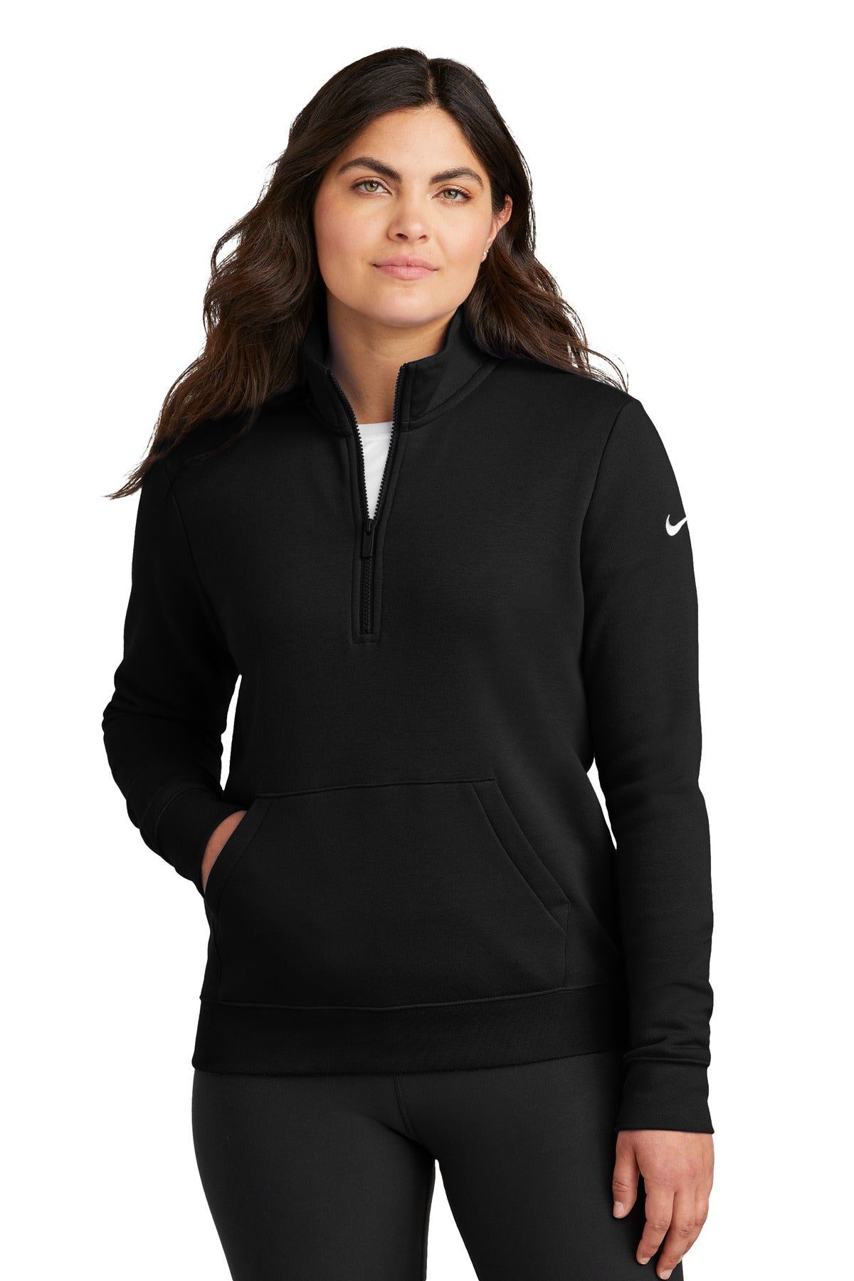 Custom Embroidery or DTF Print - Nike Women's Club Fleece Sleeve Swoosh 1/2-Zip NKDX6720